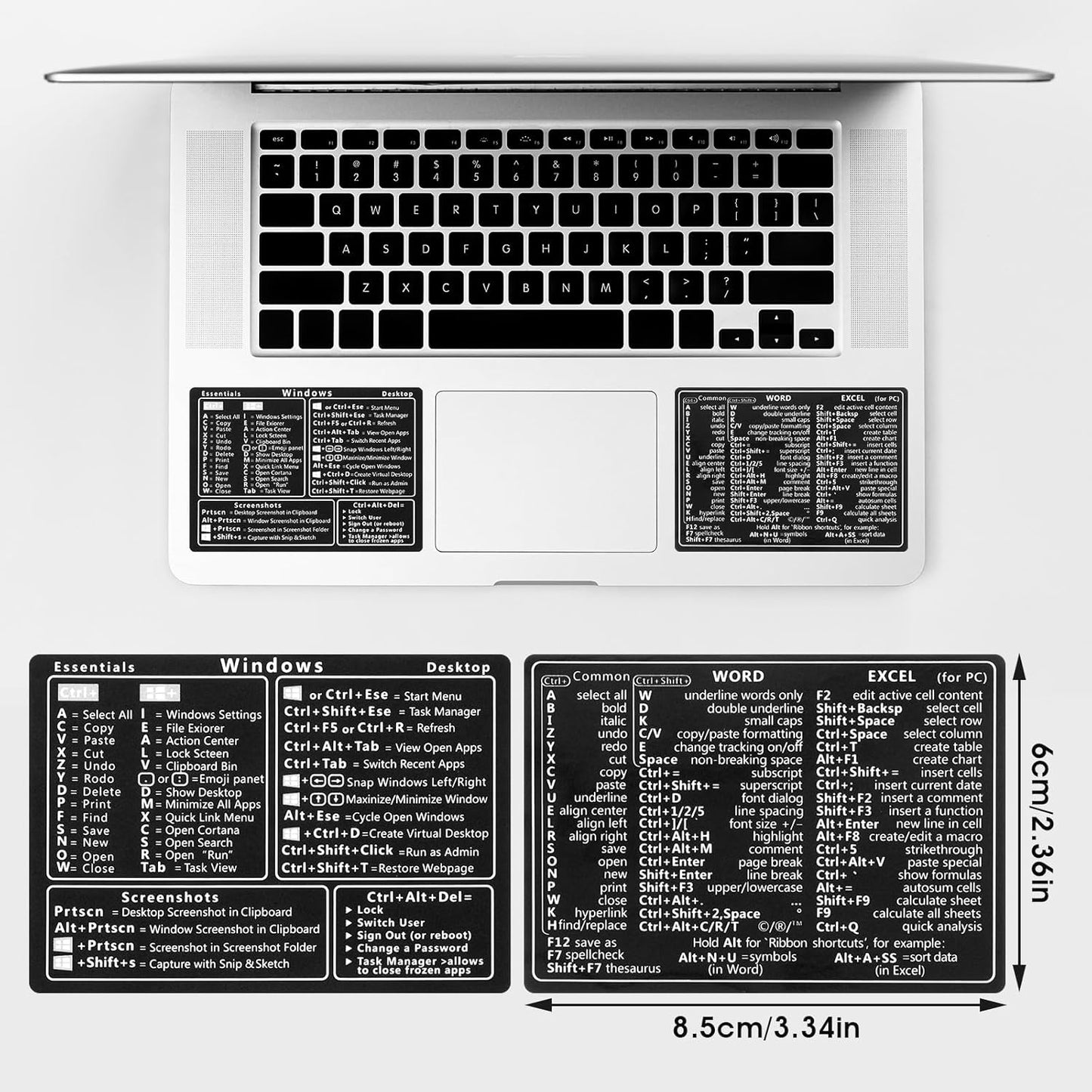 GEEHUA 2 Pcs Laptop Shortcuts Stickers, Word/Excel Quick Reference Guide Keyboard Shortcut Stickers Notebook PVC