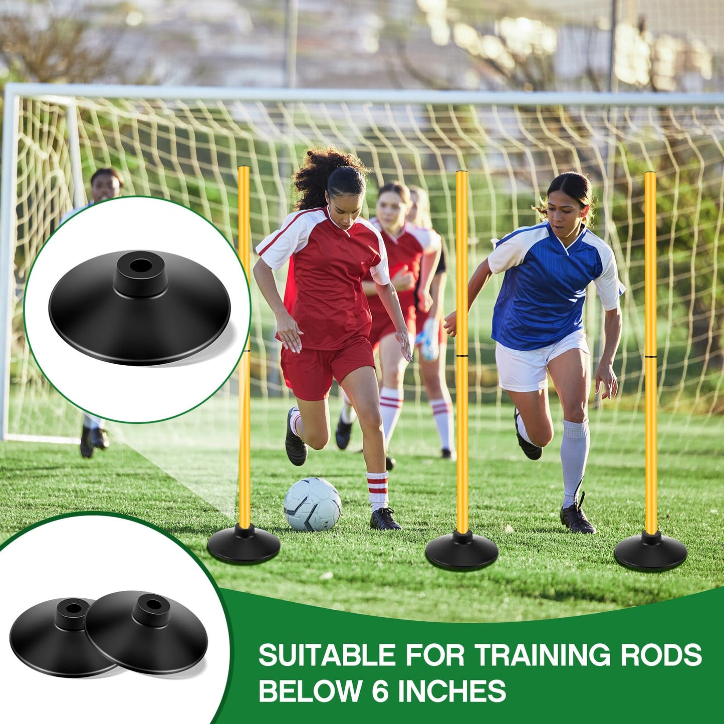 Landical 12 Pcs Weighted Slalom Pole Rubber Bases for Soccer Agility Poles 2.2 lb Pole Base for Soccer Training Equipment Set Accessory Lacrosse Field Hockey Track Field