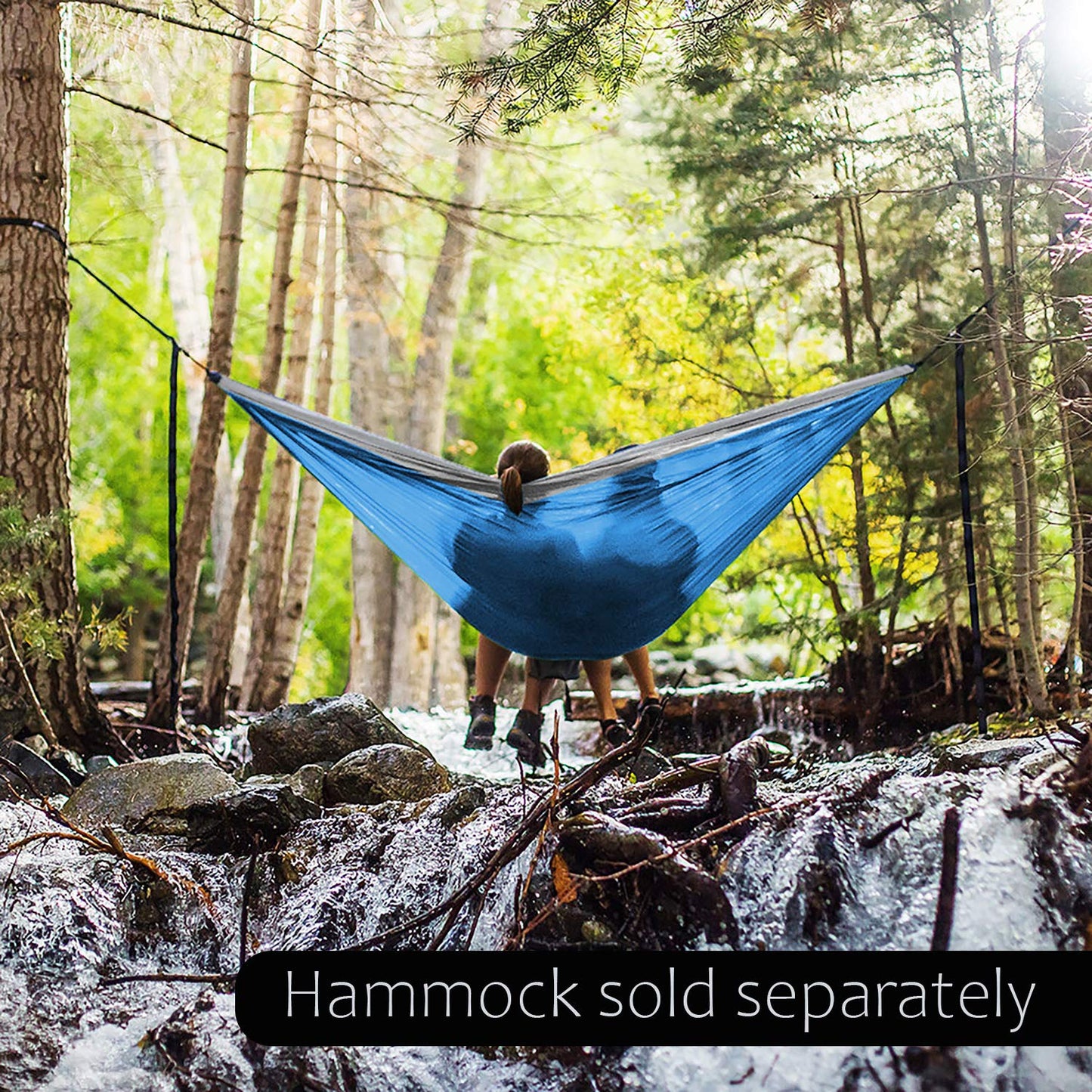 Pro Venture Hammock Straps and 2 Carabiners, 30+2 Loops, 1200lbs Breaking Strength (500lbs Rated) | 100% Non-Stretch, Lightweight, Portable Camping - Quick, Easy Setup | Heavy Duty + Tree Friendly