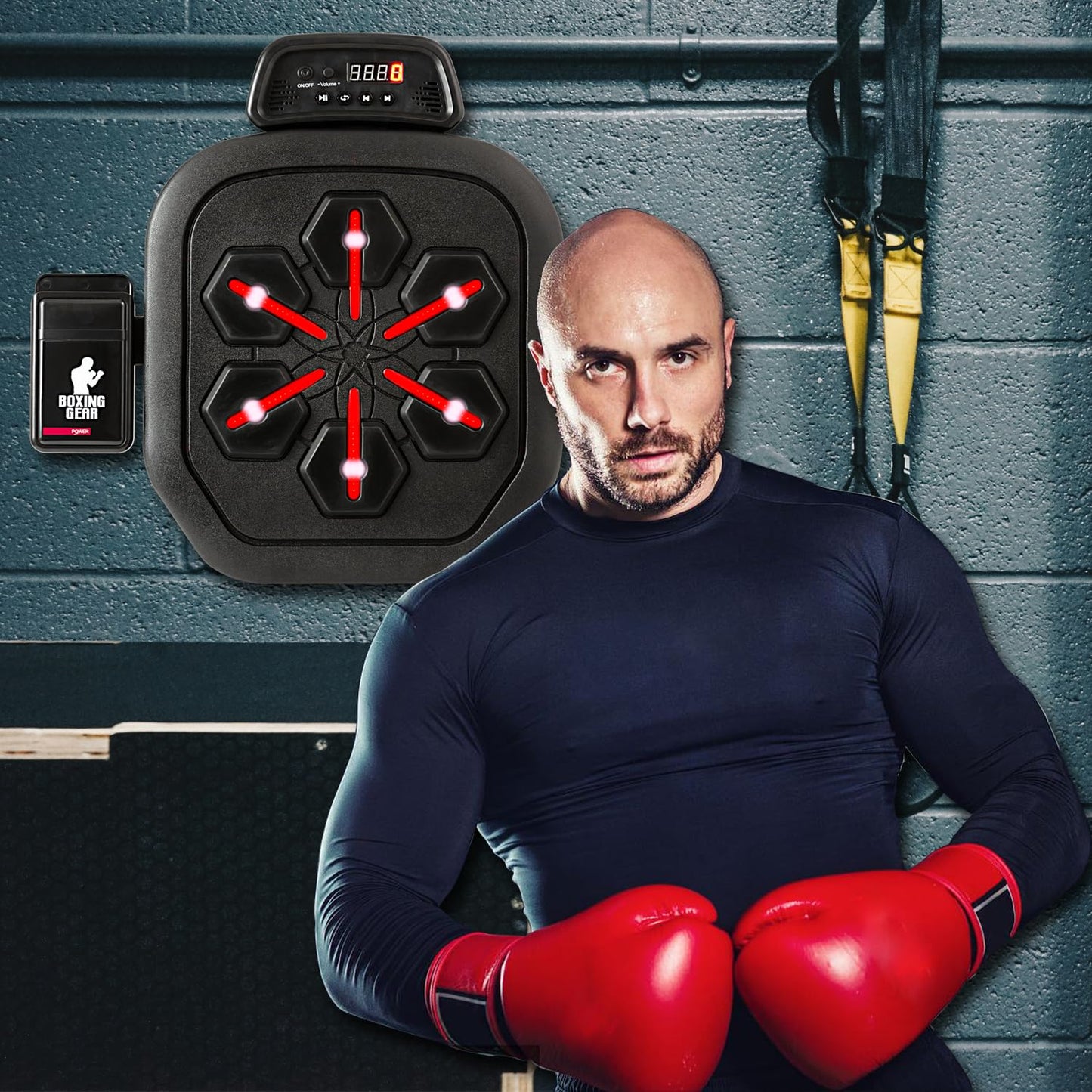 Haigang Smart Music Boxing Machine, Bluetooth Boxing Punching Game, Musical Workout Equipment, Wall Mount Home Trainning Boxing Target for Adult Kids with Storages, Gloves, Wristband