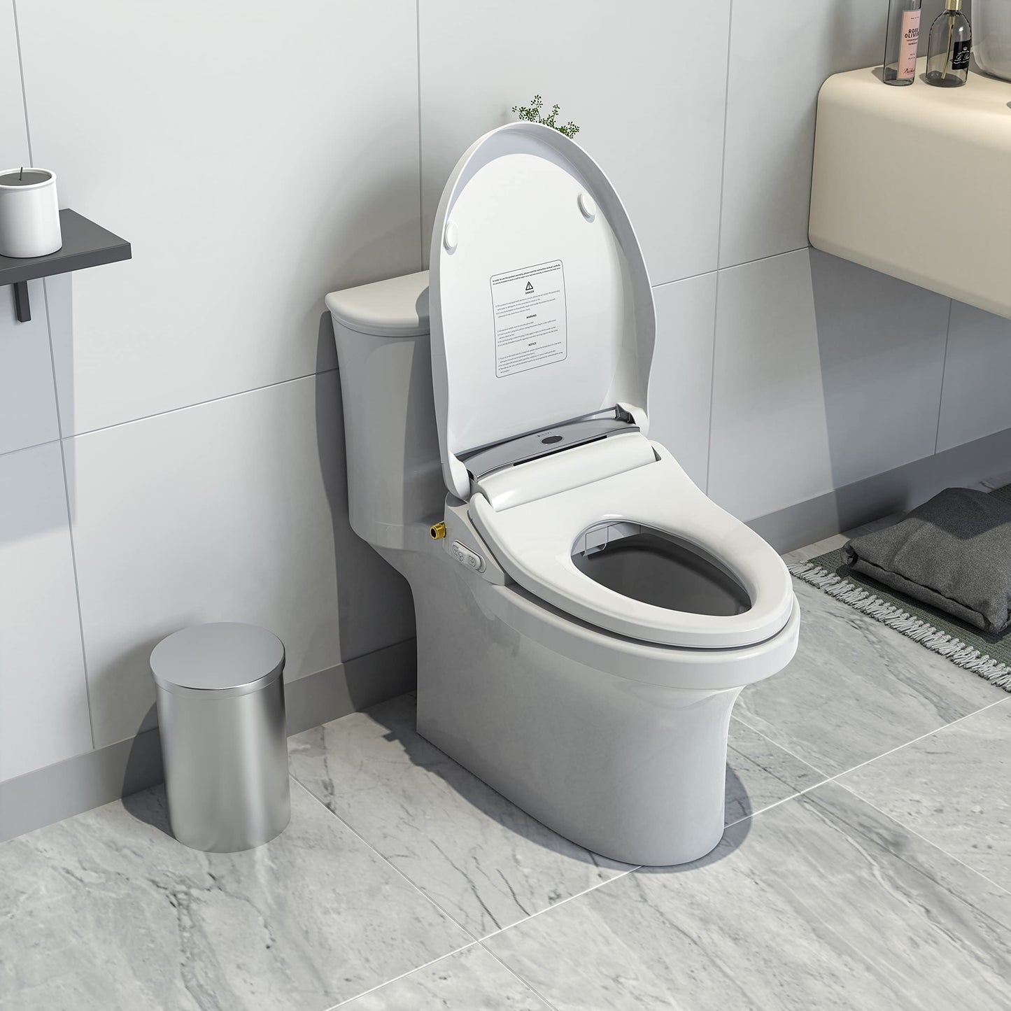 LEIVI Electric Bidet Toilet Seat with Wireless Remote and Side Panel, Multiple Spray Modes, Adjustable Heated Seat, Warm Water and Air Dryer, Auto LED Nightlight, Elongated