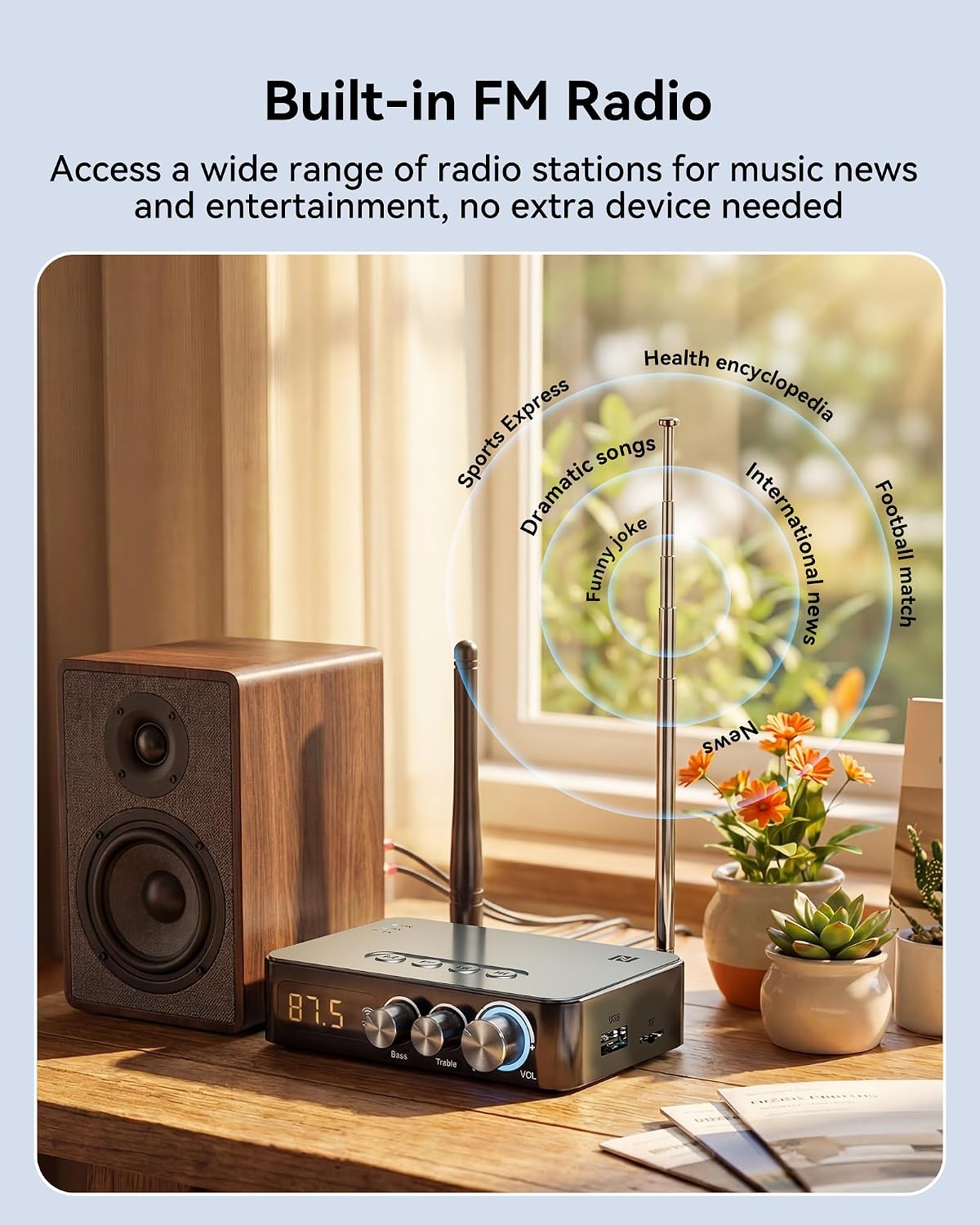 Rylithon 5.3 3.5mm 6.5mm Bluetooth Transmitter Receiver for Home Stereo TV, HD Wireless Low-Latency NFC Audio Adapter