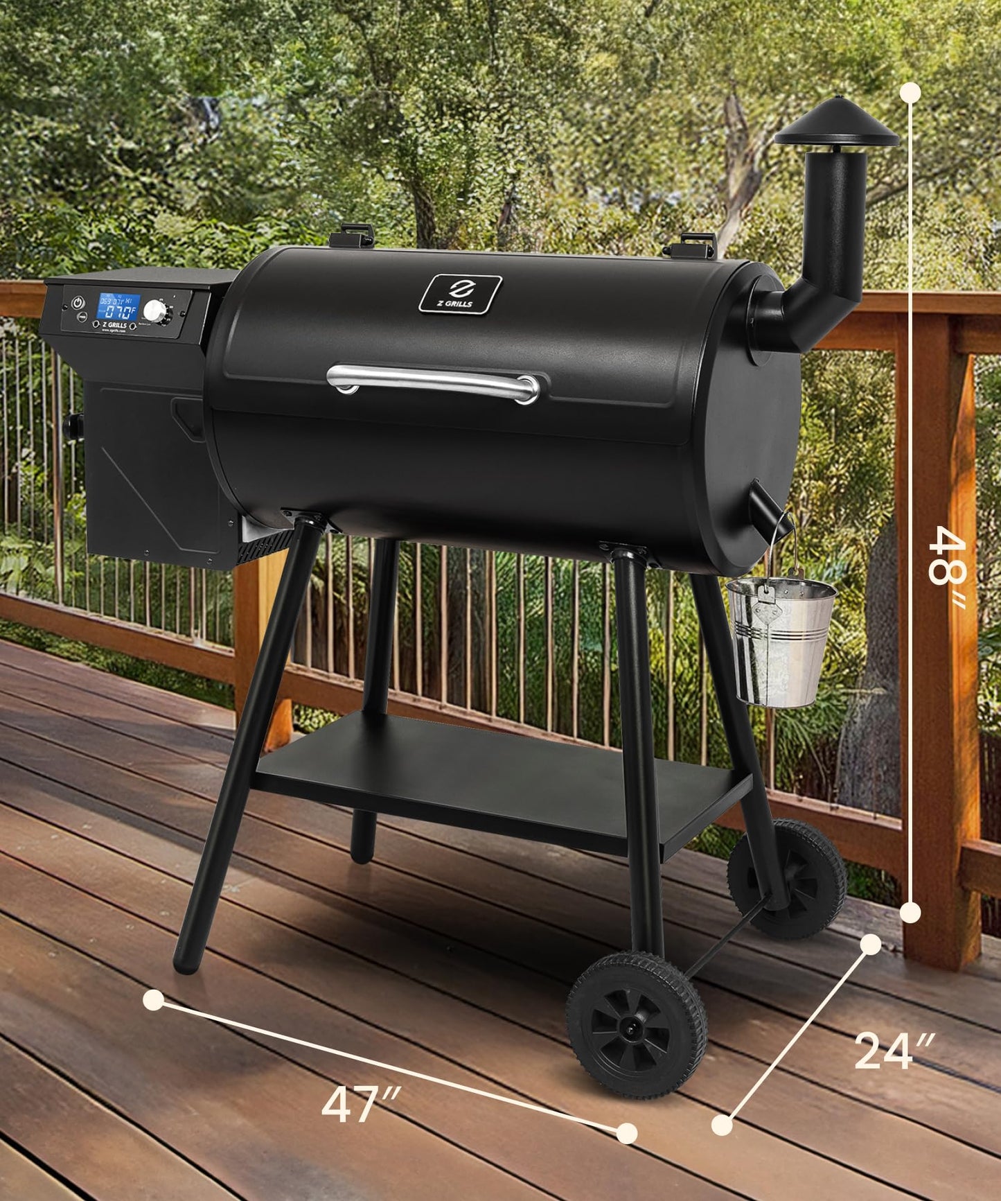 Z GRILLS ZPG-550B2 Wood Pellet Grill & Smoker with PID 3.0 Controller, 553 sq in Cooking Area, Meat Probe, Hopper Cleanout, 8 in 1 BBQ Grill Outdoor Auto Temperature Control, Black