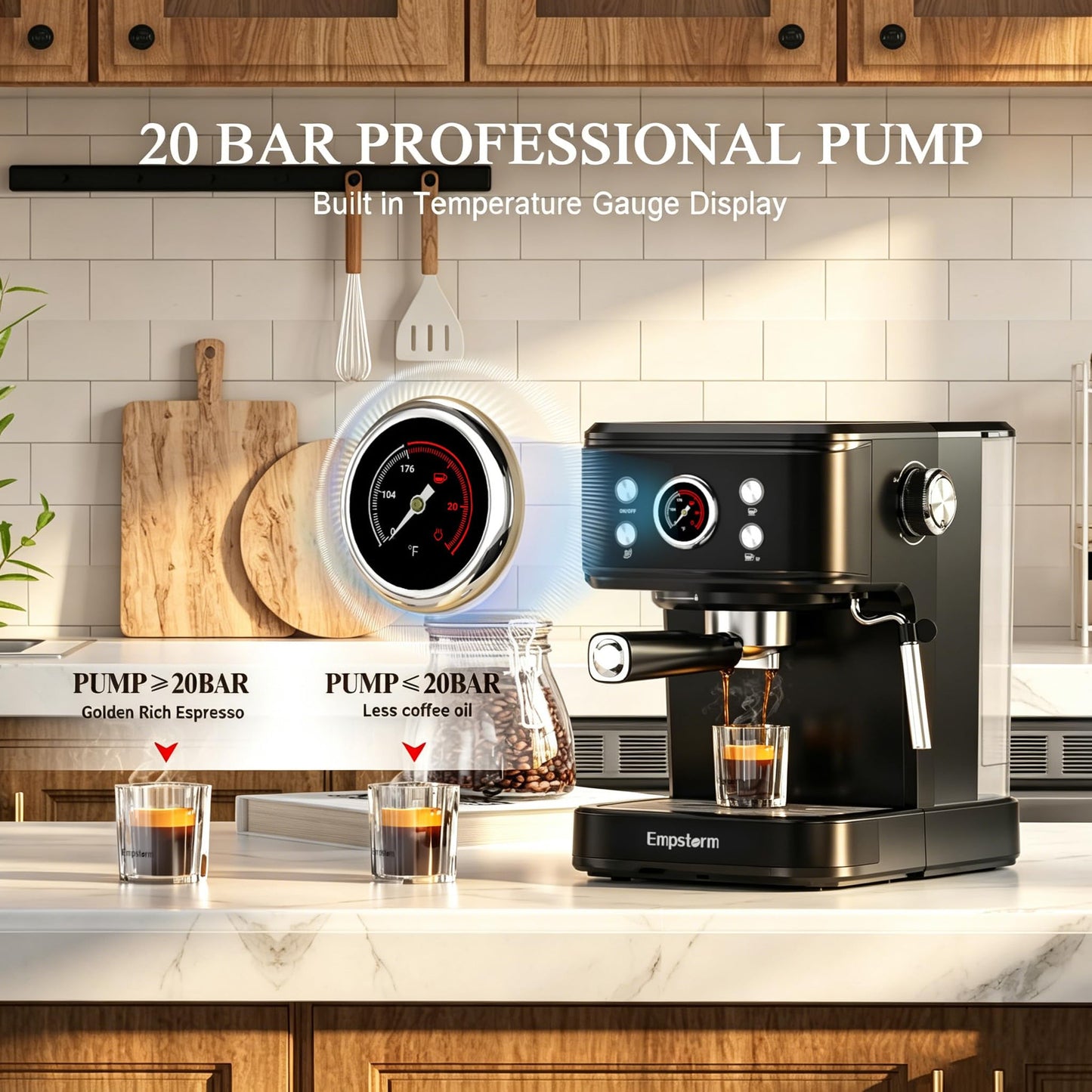 Empstorm 20 Bar Espresso Machine with Milk Frother Steam, for Nespresso Original Capsules Espresso maker 2 IN 1 expresso maker, Professional Cappuccino Expresso Machine for Home Or Office