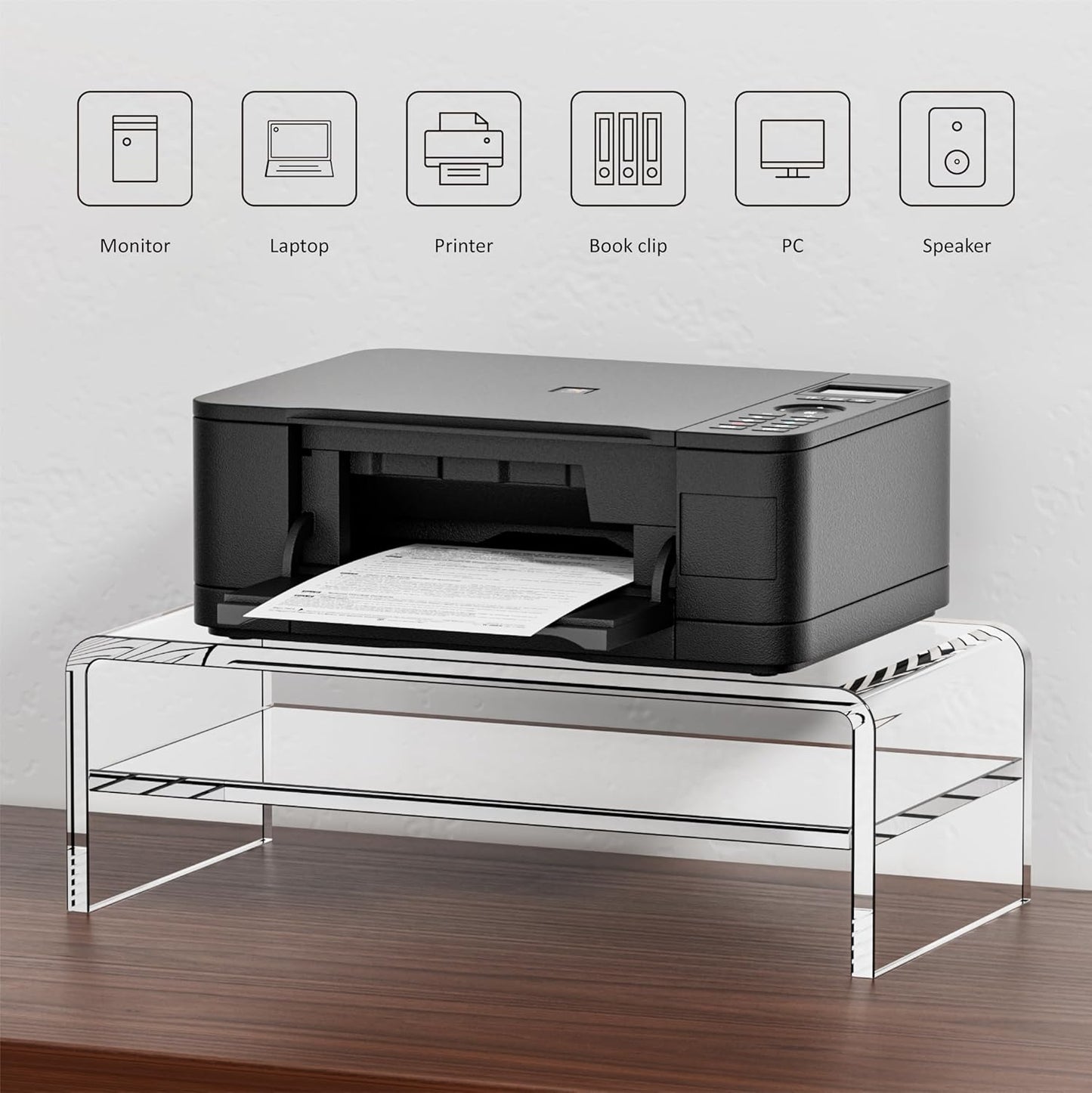 2 5.12 Inches Egchi Clear Acrylic Monitor Stand Riser Tier, High Clear Computer Desk Organizer Shelf for Multi Media PC