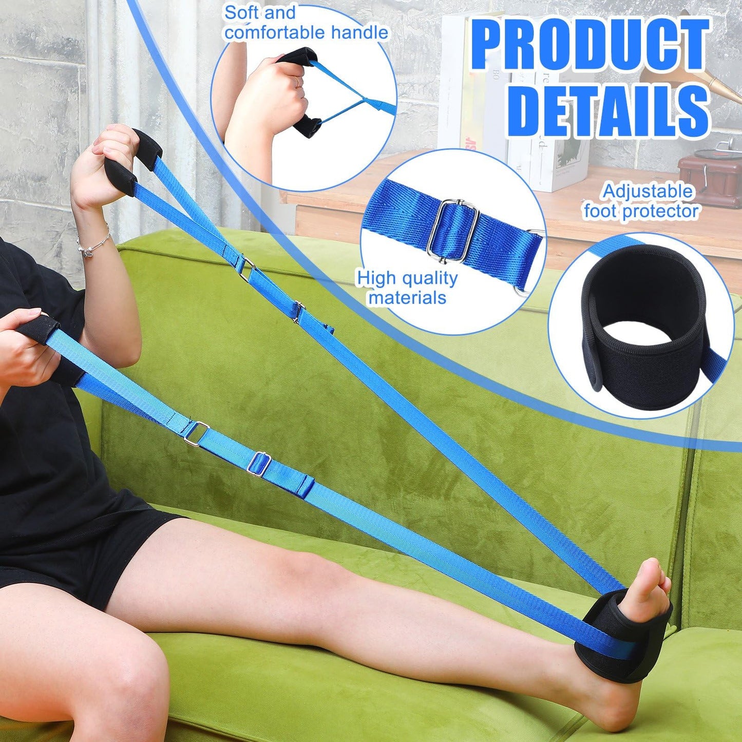 75'' Long Knee Replacement Recovery Aids After Surgery with Padded Handgrips and Feet Loop for Knee Pain Recovery Equipment Hip Rehabilitation to Improve Mobility and Flexibility Physical Therapy