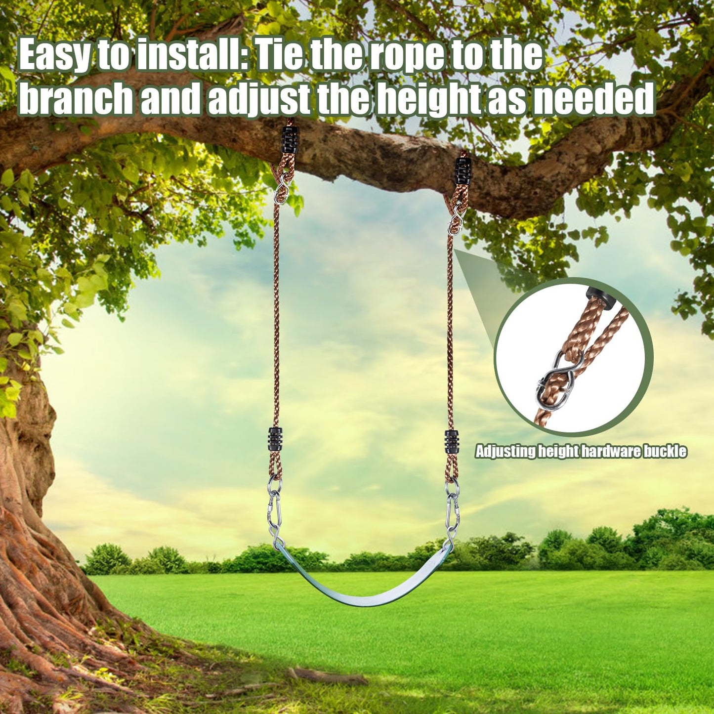 Tree Swing Straps Heavy Duty, Adjustable Tree Rope Swing (2 Pack) - PE Rope Extensions for Outdoor Swings, Hammocks, and Playground Sets - 5.9ft Length (Carrying 410 pounds)