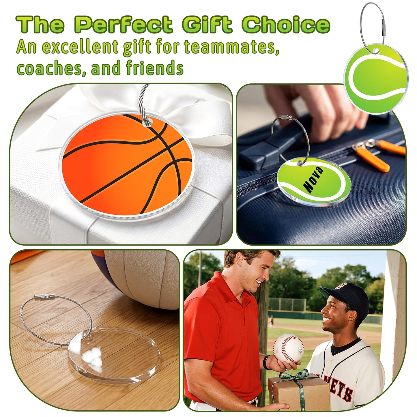 16-100Pcs Personalized Soccer Bag Tag,Custom Acrylic Luggage Tag with Name &Number for Backpack,Travel Bag Suitcase,Sports Team Gift,Birthday & Reunion Keepsake,with Metal Ring (Soccer)