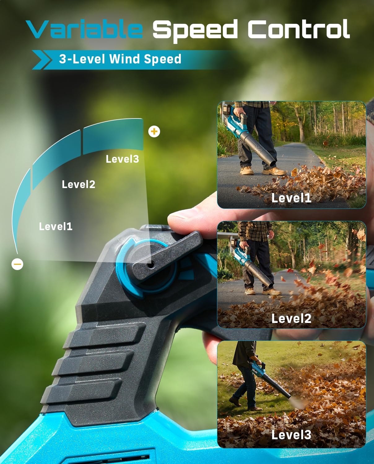 SEESII 40V Leaf Blower Cordless, 650CFM Brushless Motor Battery Powered Leaf Blower with 2 x 5.2Ah Batteries & 2 Chargers, Turbo Mode & 3 Speeds Control Electric Blower for Lawn Care/Light Snow/Debris