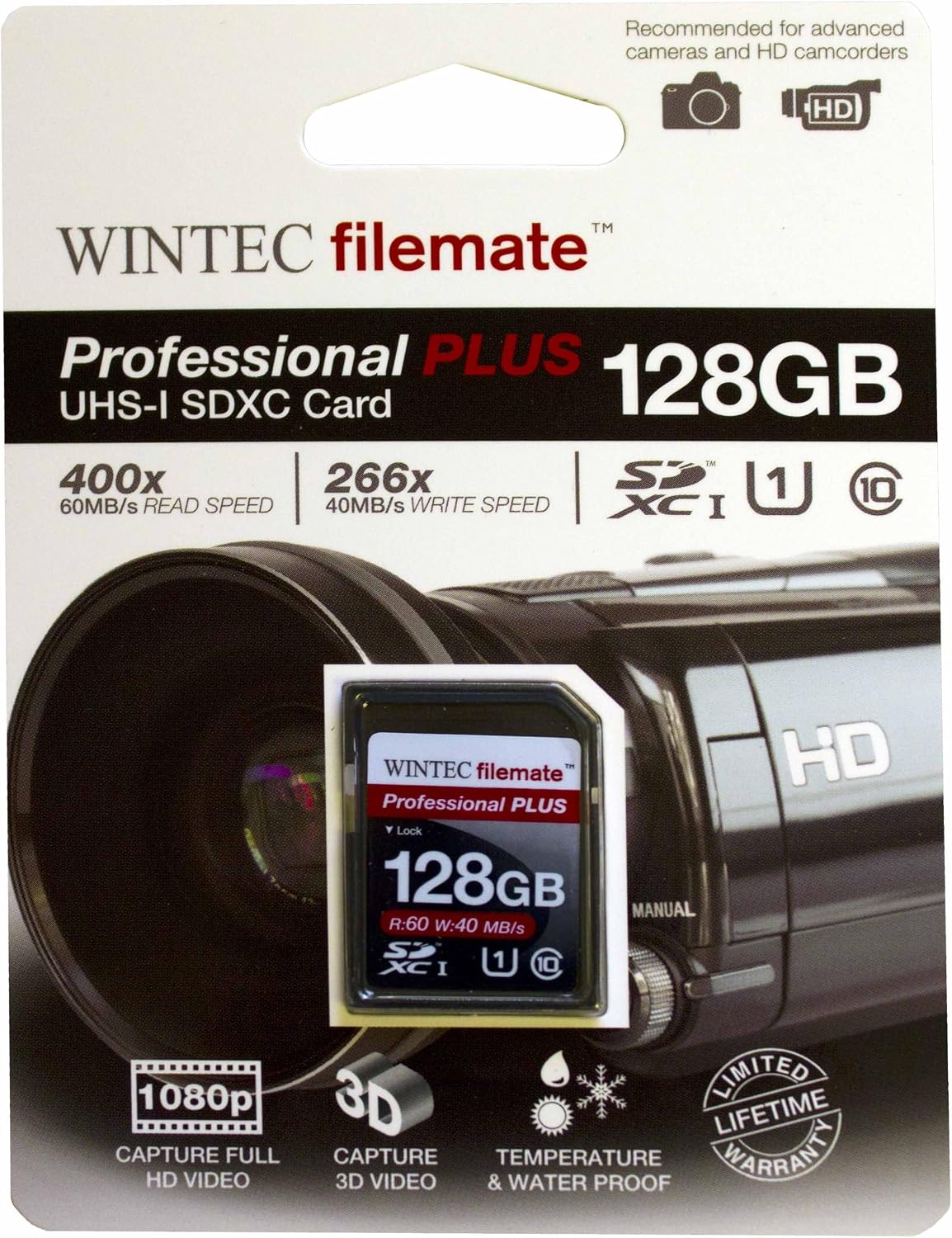 Filemate 128GB U1 C10 (3FMSD128GU1PI-R) Wintec Professional Plus UHS-I SDXC Card