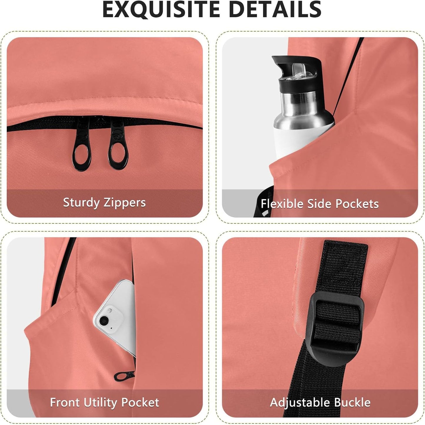 Daypacks Backpack 15.6 inch Backpack Salmon Casual Laptop for Women & Men Fits Tourism Busines