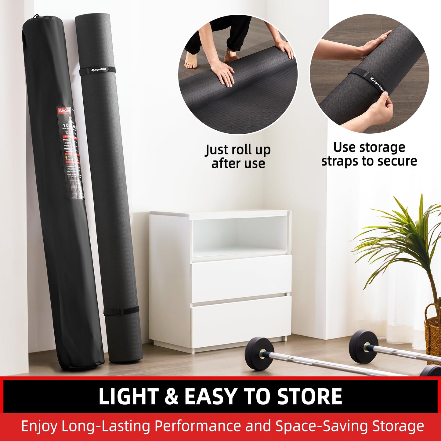 GymCope Extra Large Yoga Mat – 72"x48" or 78"x57", Non-Slip TPE Exercise Mat for Women & Men, Available in 1/4" to 1/2" Thickness, for Home Gym, Yoga, Pilates & Barefoot Workouts, with Towel, Straps & Carry Bag