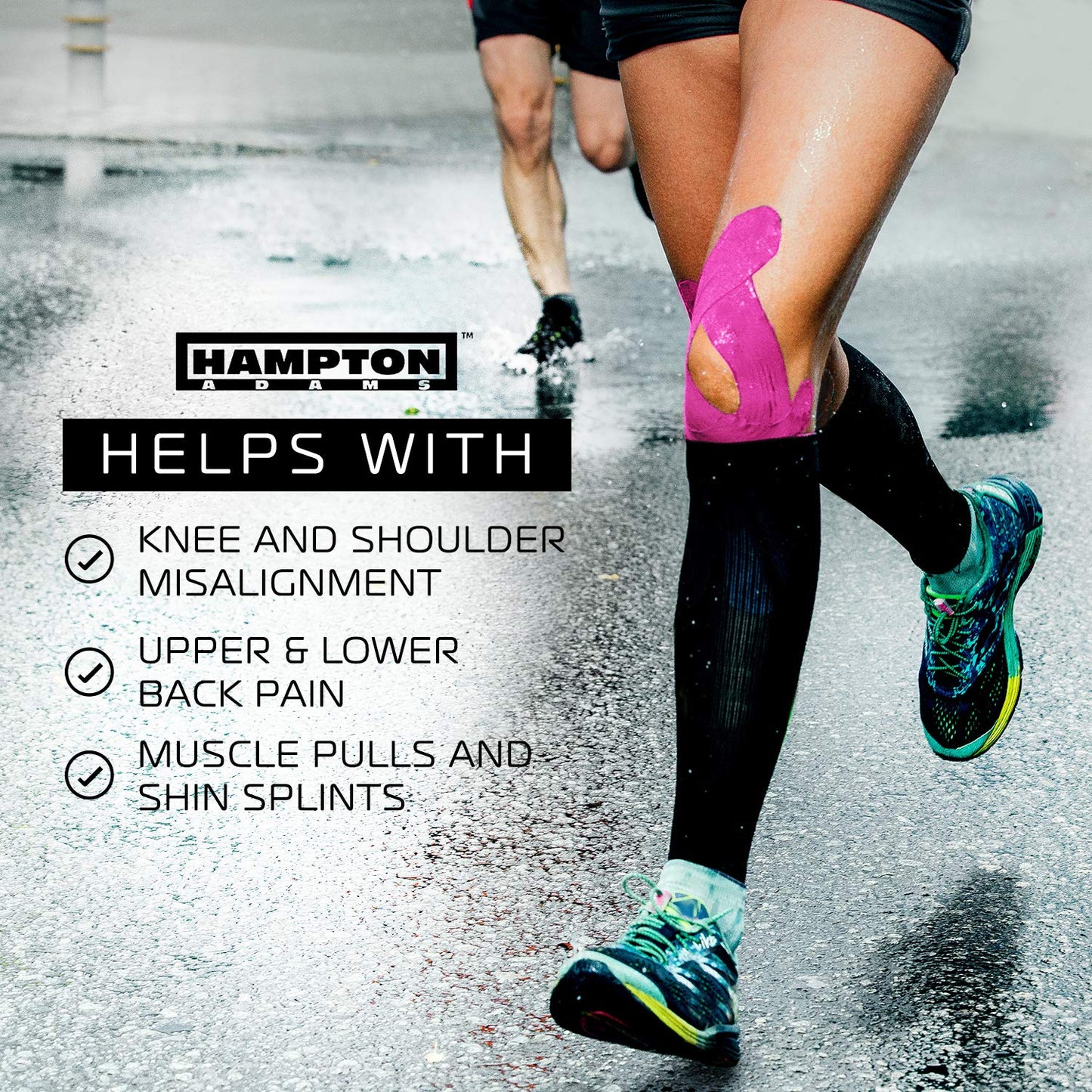 Hampton Adams | As Seen on Shark Tank | Elastic Kinesiology Tape (Bulk Roll) | 135ft Uncut | Supports & Protects Muscle Wrist Knee Shoulder Back Plantar Fasciitis | Waterproof Hypoallergenic (Pink)
