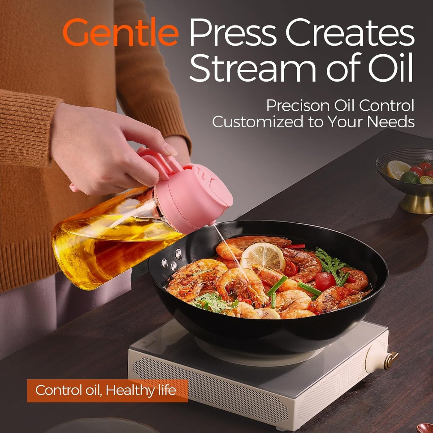YARRAMATE Oil Sprayer - 16oz Food-Grade Premium Olive Oil Dispenser for Cooking | Pink