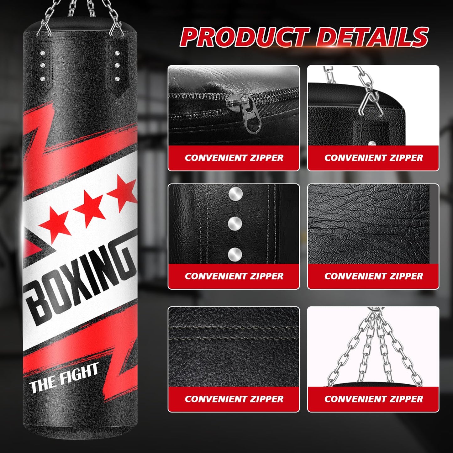 Filled Punching Bag for Adults, 4FT PU Leather Hanging Boxing Bag with 11lb Sponge Filler & 12OZ Boxing Gloves, Heavy Kicking Bag Boxing Equipment for MMA Training Karate Kickboxing
