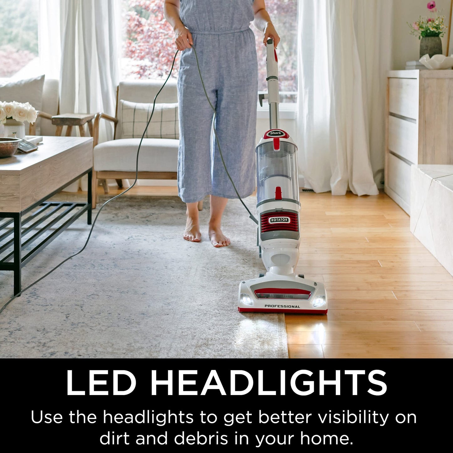 Shark Upright Vacuum Cleaner | Rotator Lift-Away | Pet Hair, Carpet & Hard Floor Cleaning | Dusting Brush, Upholstery & Crevice Tools | HEPA Filter | Swivel Steering | Headlights | White/Red | NV501