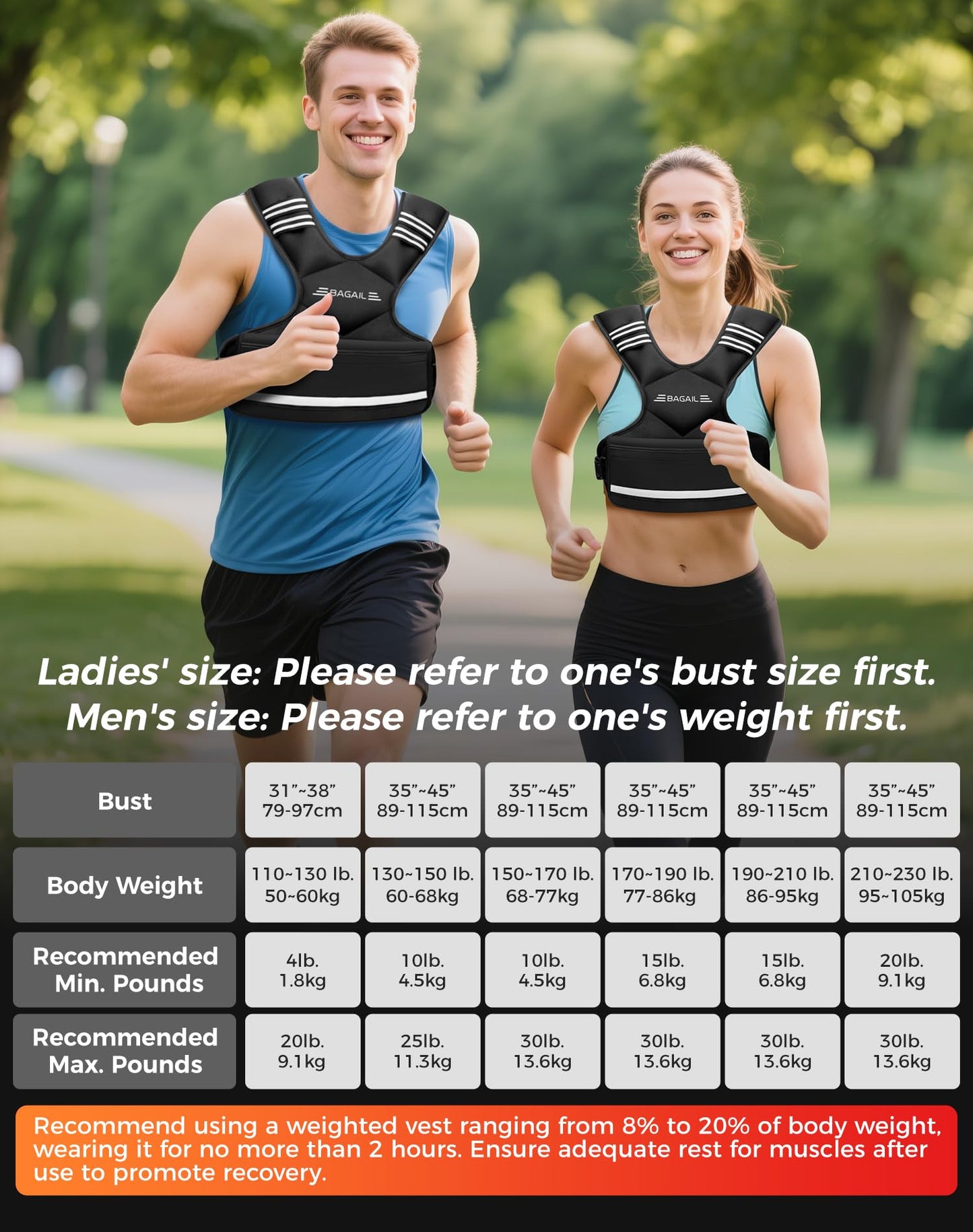 BAGAIL Adjustable Weighted Vest for Women 4-10lb, Comfortable U-Neck Rucking Vest with 6 Removable Weights, Storage Pocket and Reflective Strips for Walking, Jogging, Weight Loss & Home Workouts