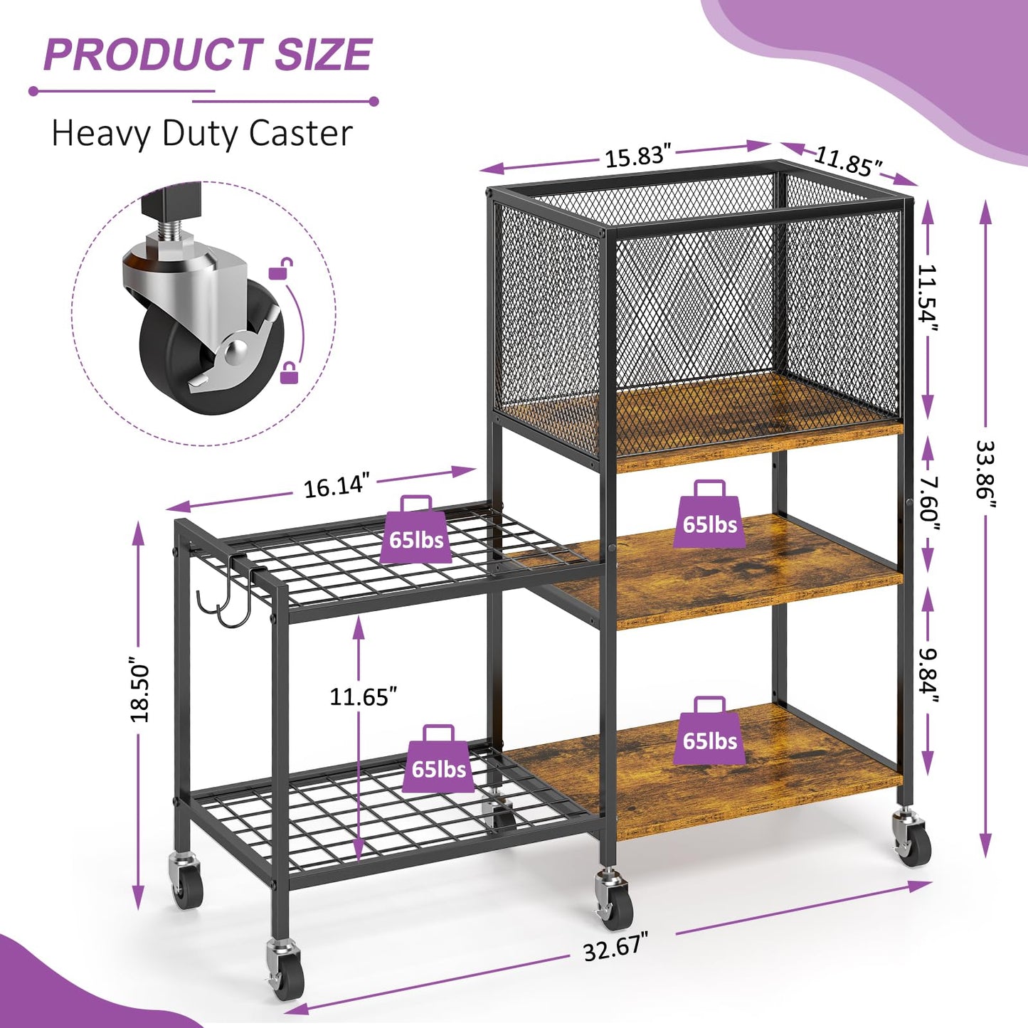 5 Tier Dumbbell Rack, Yoga Mat Storage Holder, Home Gym Storage Rack, Workout Equipment Storage Organizer, Weight Storage Holder Rack with Hooks and Wheels