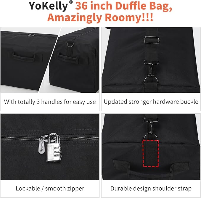 100L Large Duffle Bag - 36 inch Heavy Duty Luggage Bag for Travel/Camping - Black