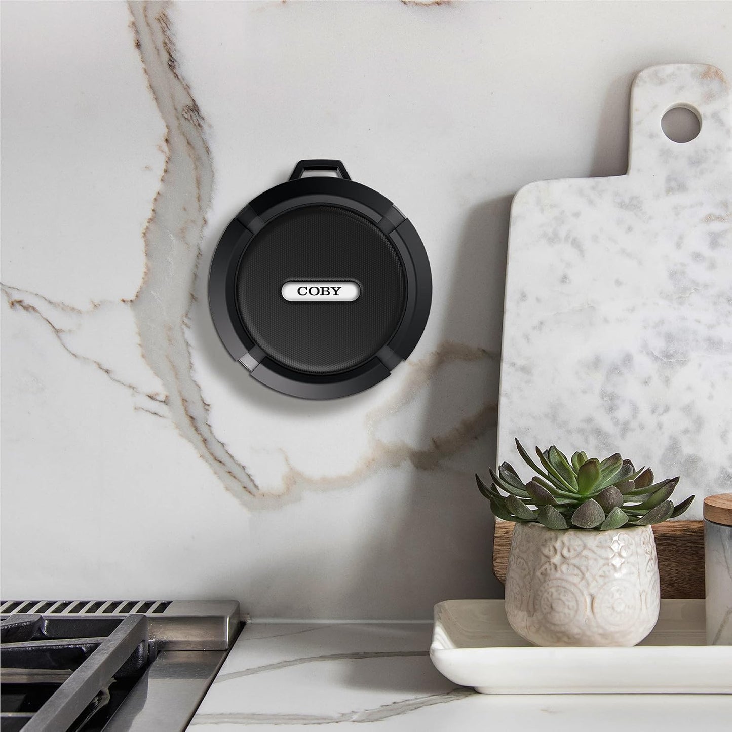 Coby IPX5 7-Hour Rugged Gear Shower Speaker, Portable Bluetooth Speaker with Suction Cup, Waterproof, Hands-Free Calls