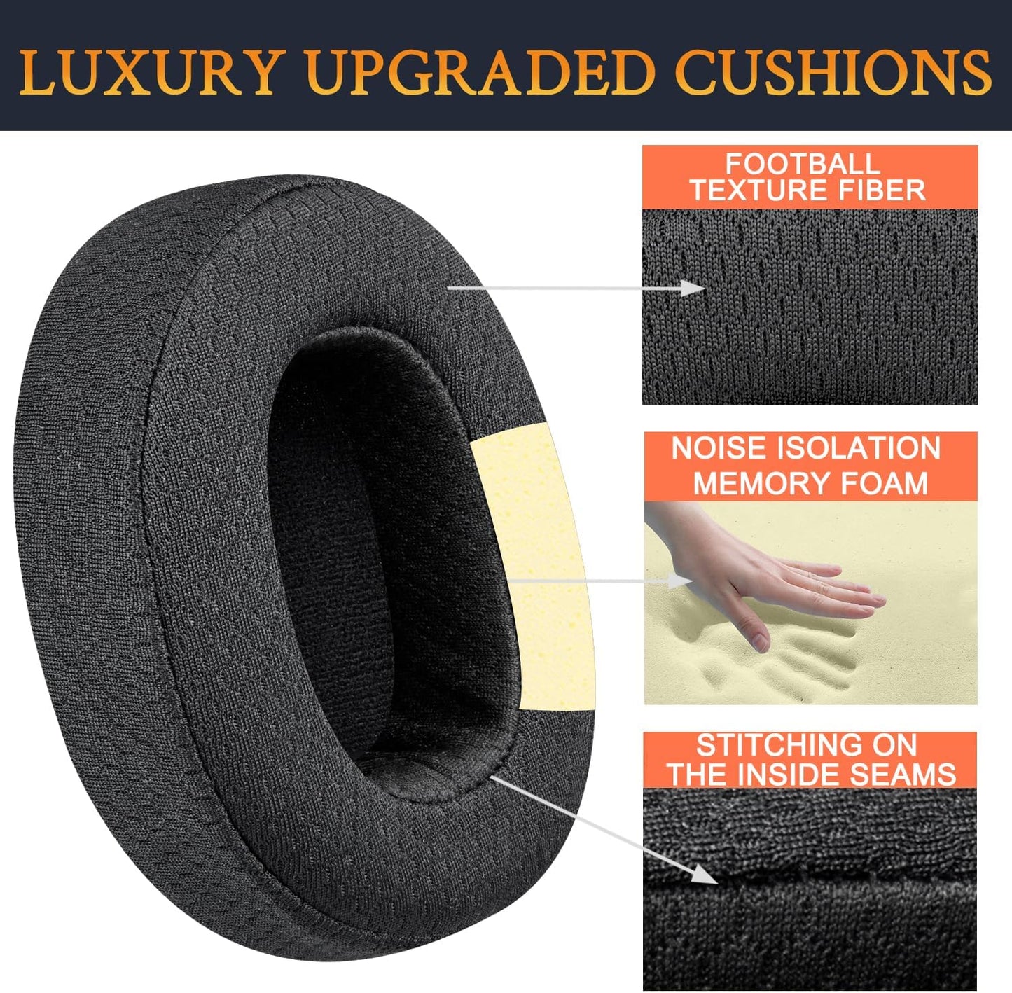 SOULWIT 3/ANC/Evo Wireless/540/ANC/Evo Mesh Fabric Replacement Earpads for Skullcandy Hesh & Crusher & Venue ANC