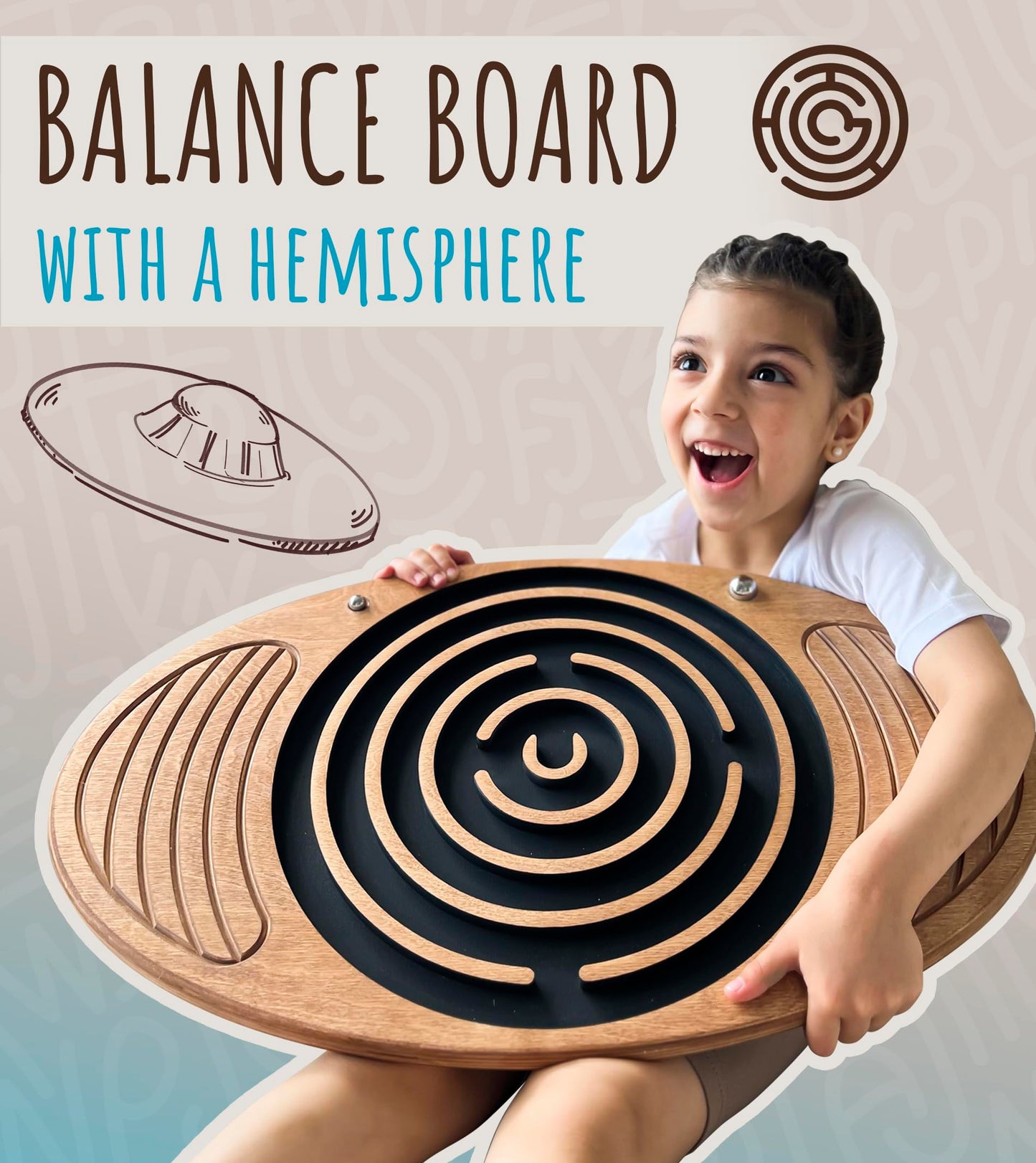 Wooden Balance Board with Labyrinth - Fun Fitness Tool for Kids and Adults, Physical Therapy, Exercise Training