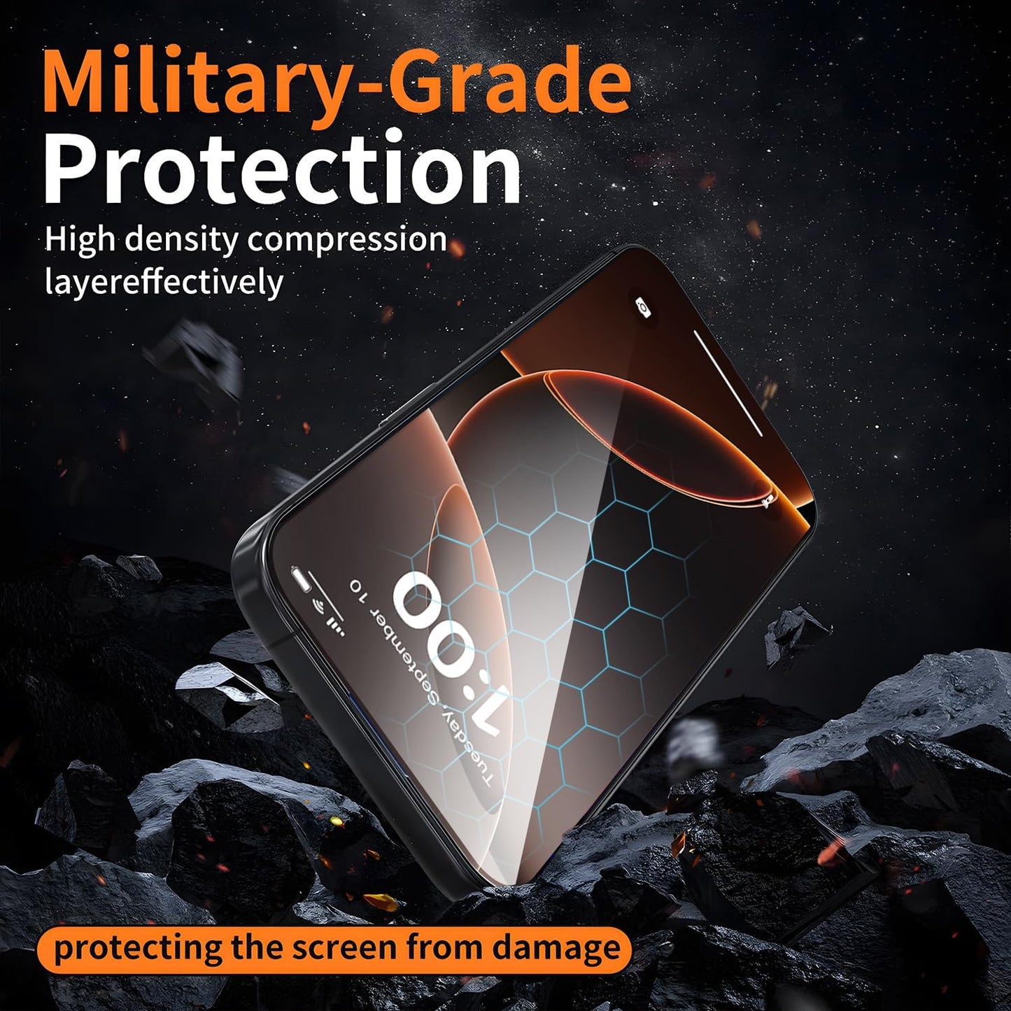 2 Packs 16 6.3-inch 9H+ [10X X-it Privacy Screen Protector for iPhone Pro - [Auto-Dust Removal] Tempered Glass Military