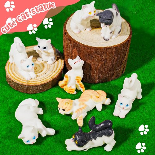 Exasinine Miniature Cat Figurines - 24 Cute Kittens for Fairy Garden & DIY Terrarium Decor
