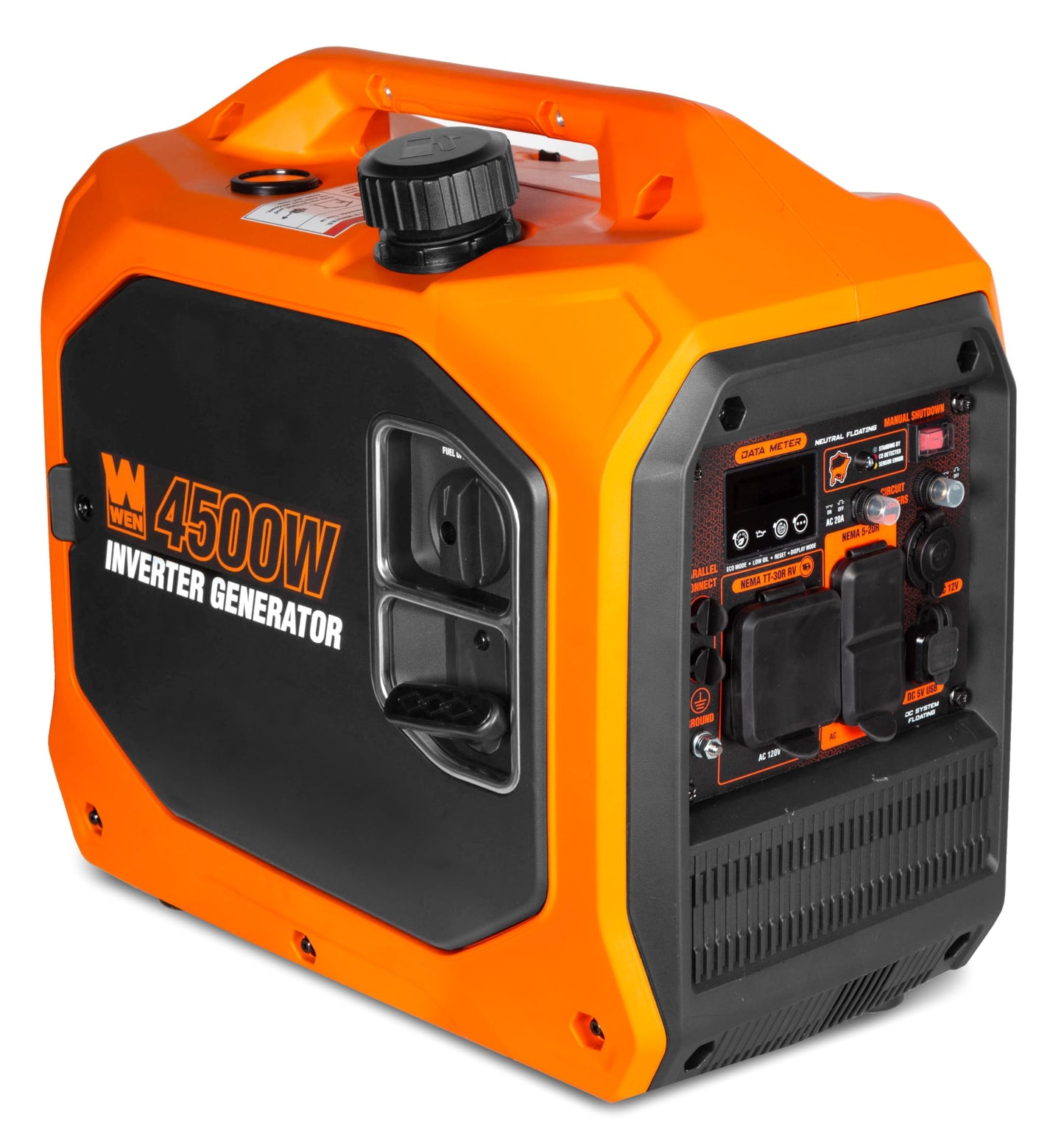 WEN 4500-Watt Inverter Generator, RV-Ready, Quiet, Portable, and Lightweight with Fuel Shut Off and CO Watchdog (56432iX), Fuel Type Gasoline