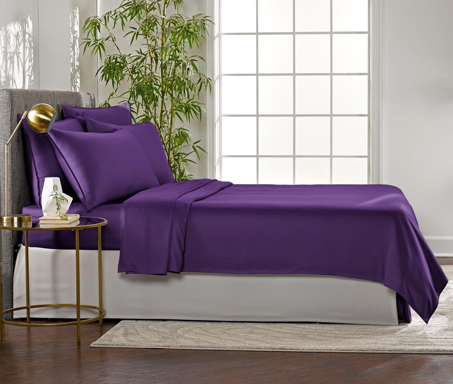 Pure Bamboo King Sheets - Luxuriously Soft & Cooling 100% Organic Viscose Bed Sheet Set | King Size, Purple