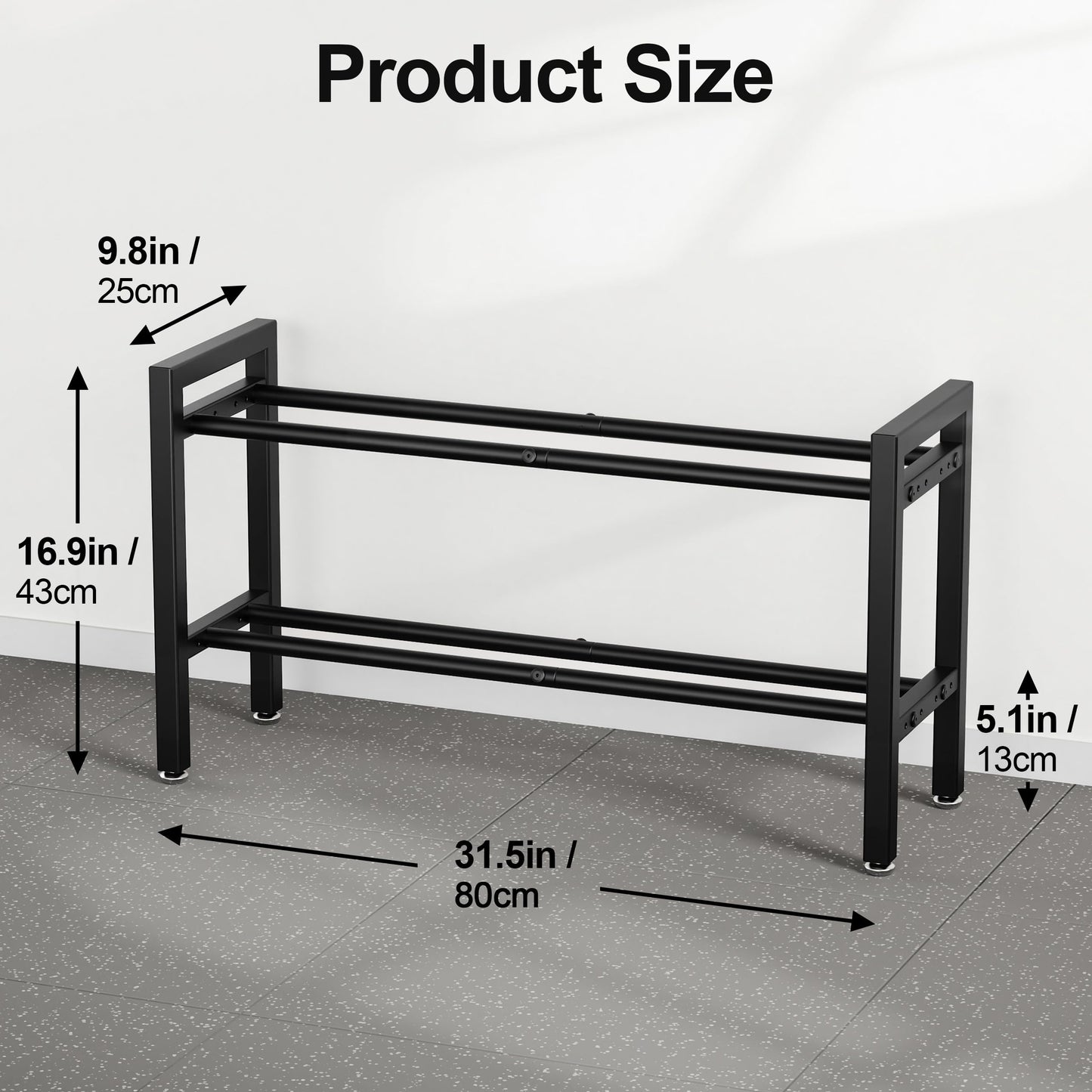 Dumbbell Rack 2-Tier 31 IN Length Adjustable Weight Rack For Home Gym Dumbbells Kettlebell (Rack Only)