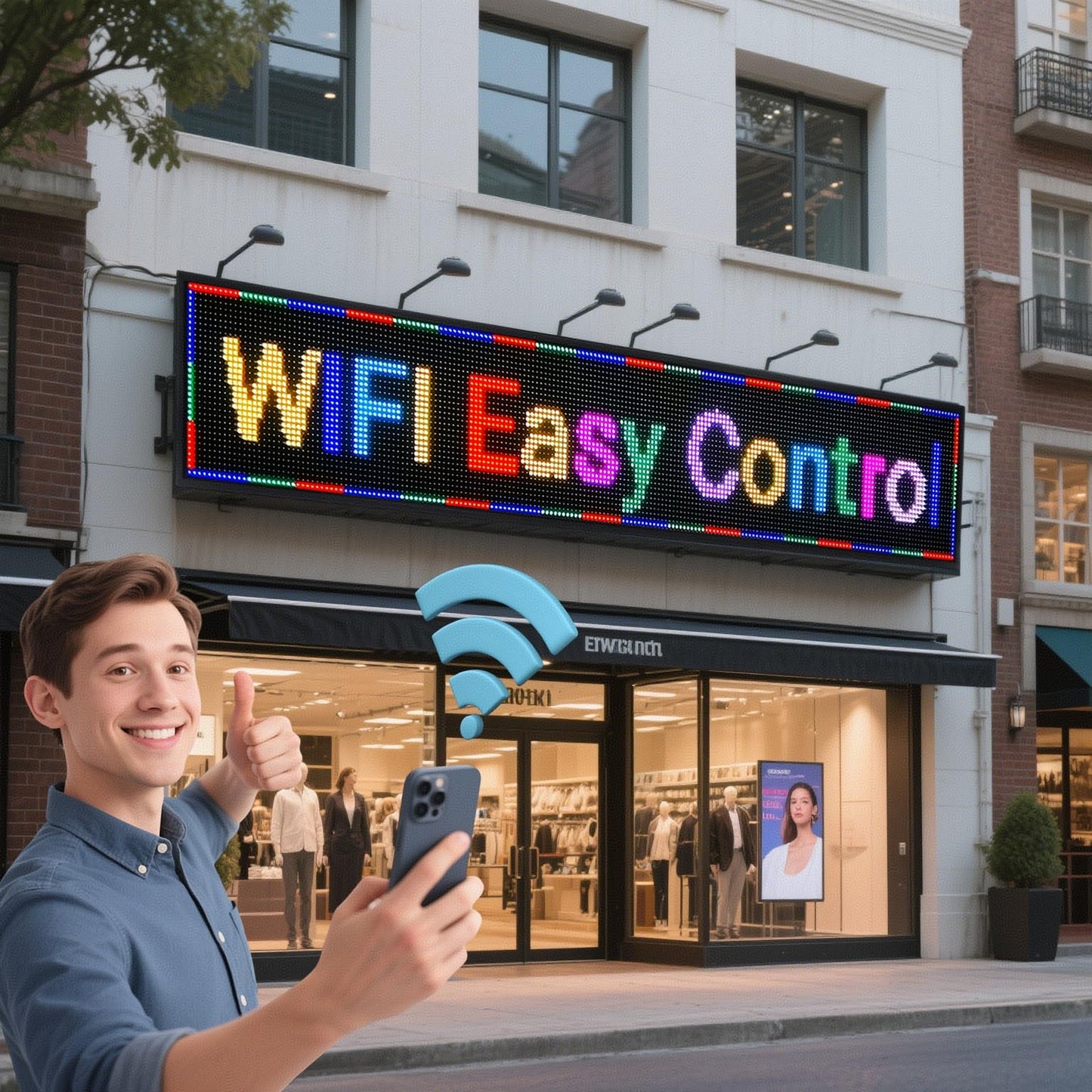 Outdoor P10 LED Scrolling Programmable Sign 77"x14", Bright High Visibility Digital Led Signage Displays, Message Signs for Business, Restaurant, Window Shop
