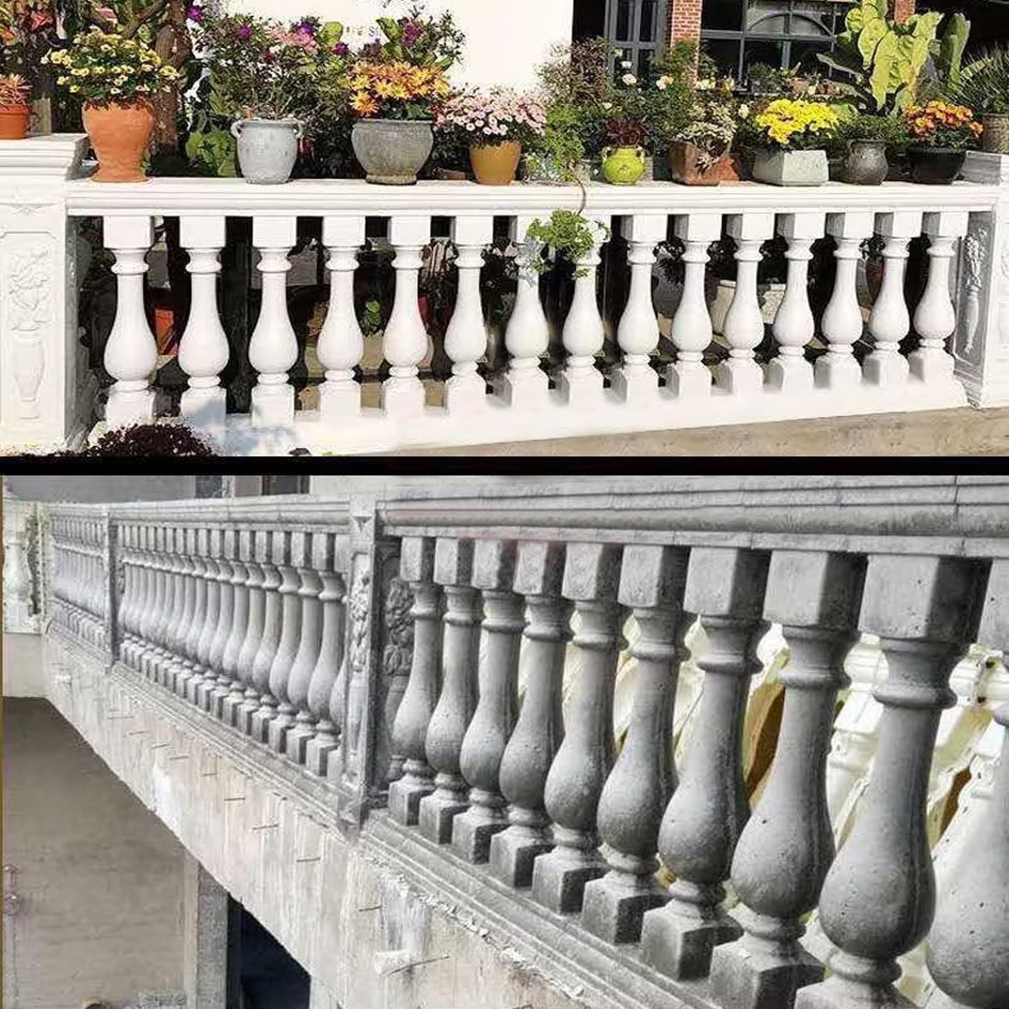 5 PCS Per Meter 37.4inches High ABS Balcony Concrete Molds，Balustrade Molds Terrace Casting Decorative handrail vase Column Concrete Fence Form