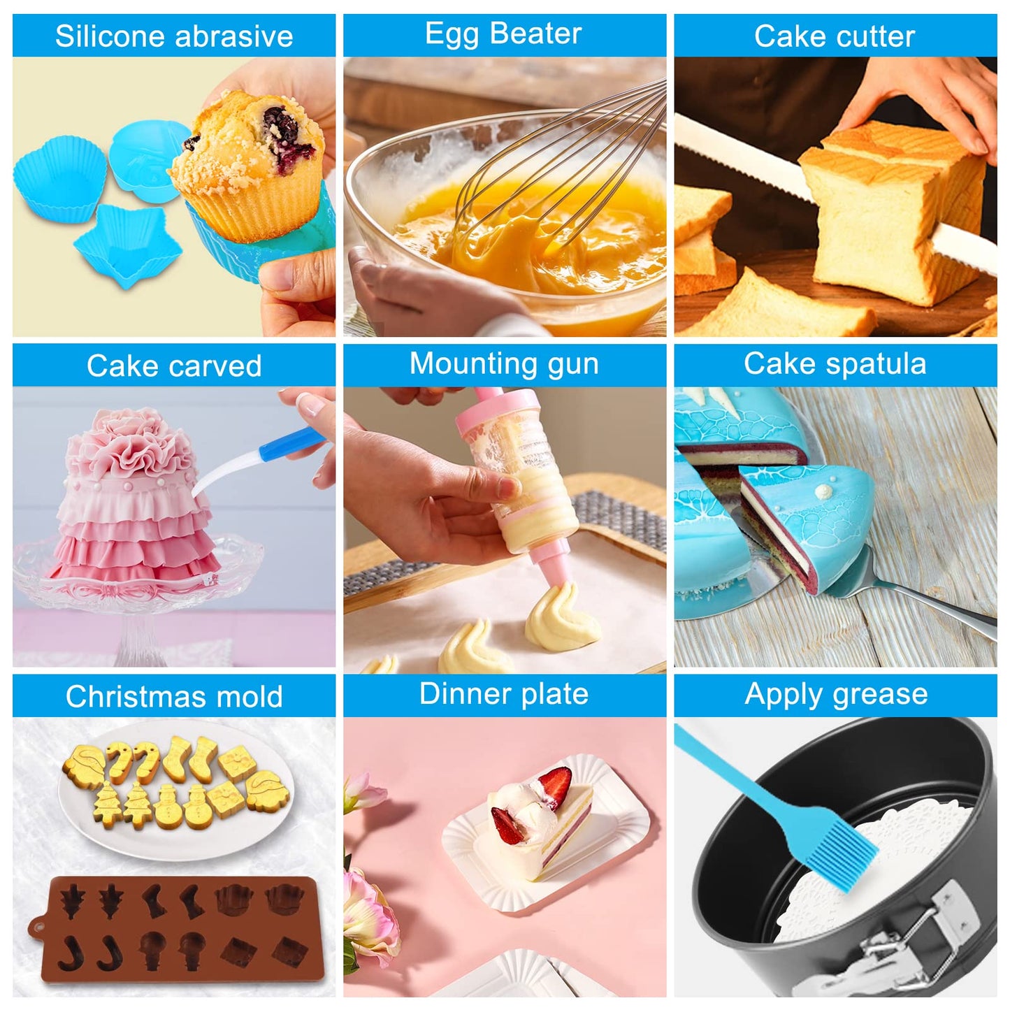 Cake Decorating Kit, 748 Pcs Cake Decorating Supplies with 3 Springform Pans Cake Carrier Turntable Cupcake Liners Cake Topper Piping Bags Tips for Beginner Professional Easter mom Gifts