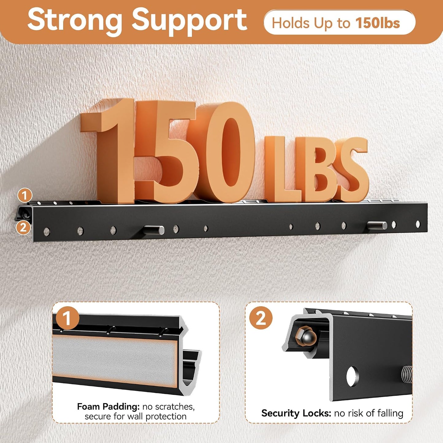 Antimbee 32-75 Inch 600x400mm 150lbs, 5, Studless Drywall TV Wall Mount, No Stud No Drill TV Bracket Hanger for TVs