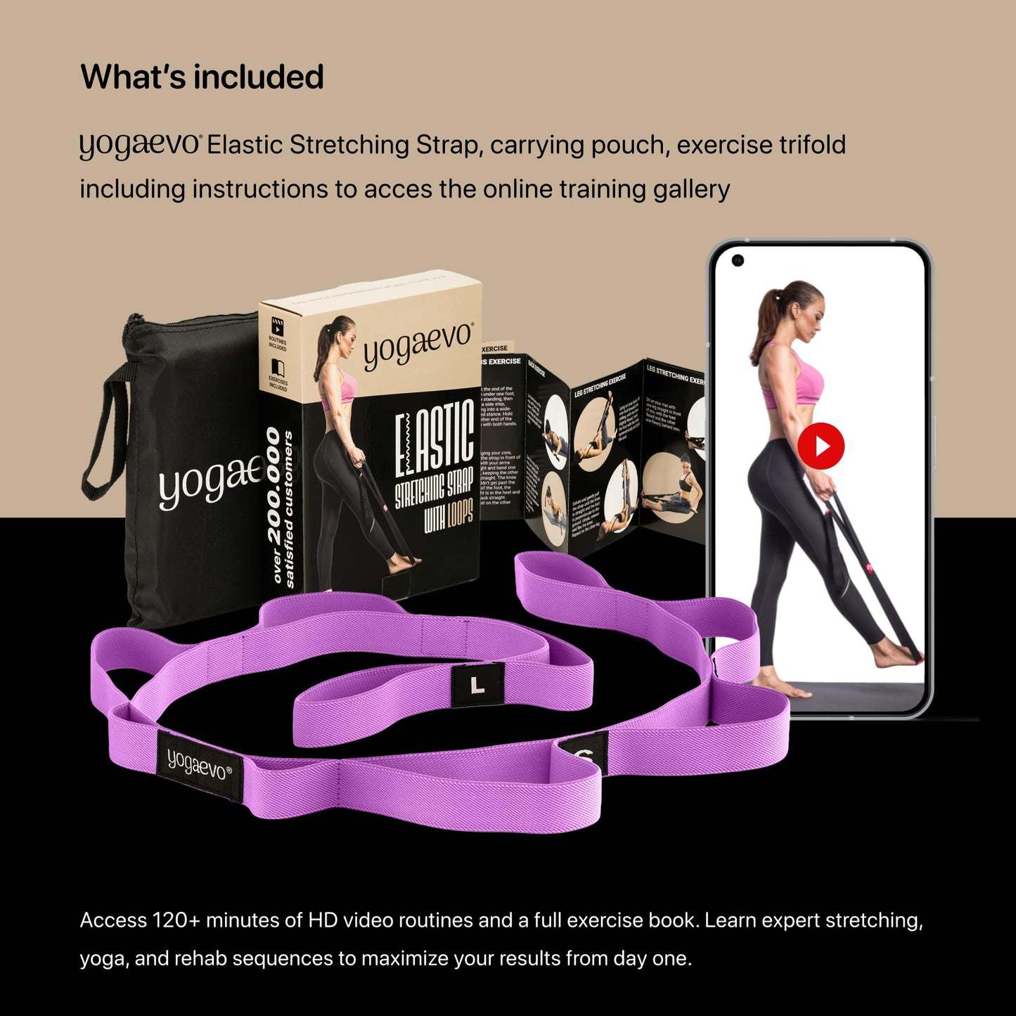 Stretching straps yoga strap for physical therapy | Exercise Stretch Bands for Seniors | Yoga Equipment | PT Stretching Strap for Recovery | Foot Stretch Out Straps for Flexibility | Purple