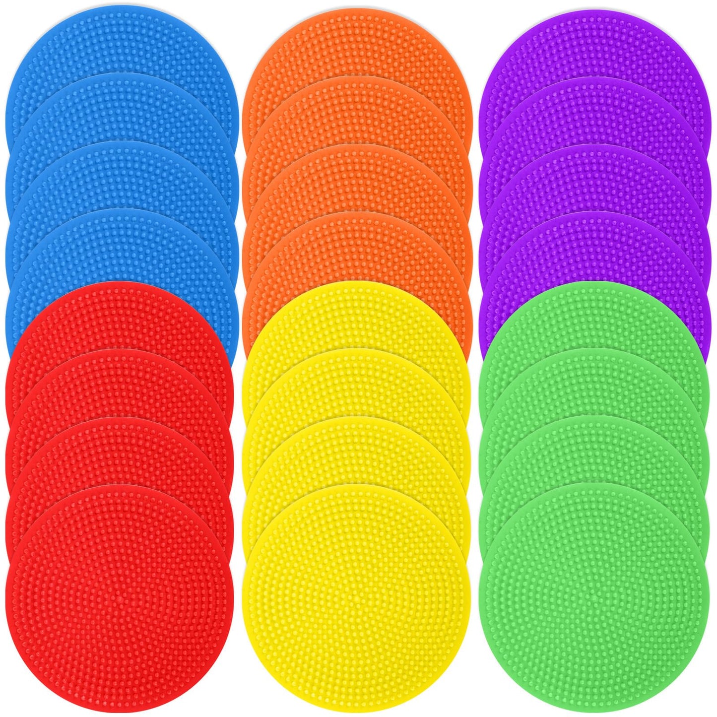 TuXHui Poly Spots Spot Markers for Gym Floor 4.72inch 24 Pcs Non-Slip Rubber Floor Dots Round Agility Markers Flat Cones for Sports Soccer Basketball PE Training, Dance, Classroom