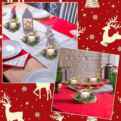 Dingion 12 Pcs Christmas Votive Candle Holder Set - Decorative Glass Tealight Holders for Holiday Table Decor