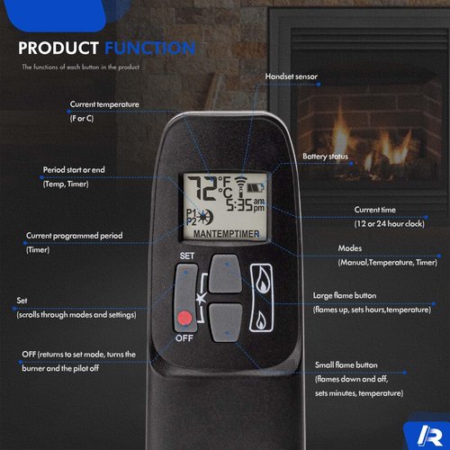G6R-H3T5 Radio Remote Control Compatible with Maxitrol G6R-R3AM Control Module Receiver, for RH Peterson/Real Fyre, Valor, Empire, Element 4 Gas Fireplaces Replace# R11576 AT-01V-2 4001910 4001038