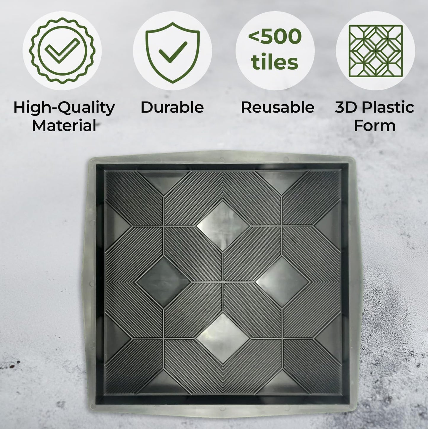 BETONEX Plastic Molds Concrete Patio Paving Mold Slabs Chestnut - Big Beautiful Pathmaker Precast Concrete Molds and Forms Stampcrete for Walkways