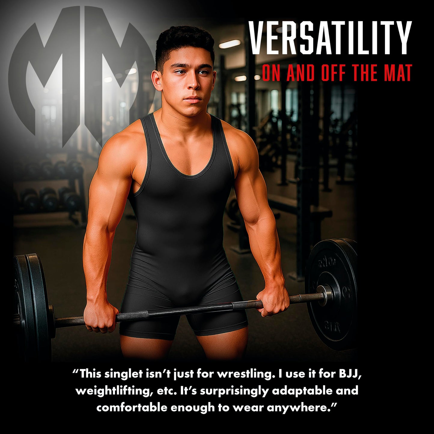 Matman Men’s & Youth Wrestling Singlet – High Performance Singlets for Wrestling or Weightlifting - Edge Singlet (Black, Small)