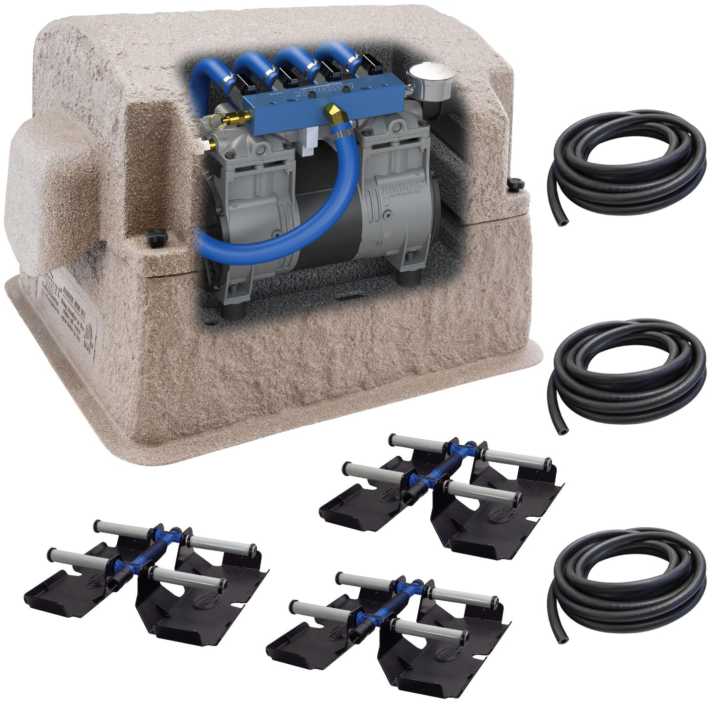 Airmax PondSeries PS40 Aeration System, Pond & Lake Aerator, Aerate Ponds & Lakes up to 3 Acres, Quiet & Energy Efficient Compressor, Maximum Water Circulation, 3 Air Diffuser Kit, 115v