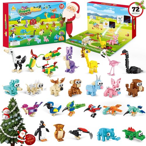 Animal Advent Calendar 2025 by [Brand Name] - 24 Creative Building Sets with 72 Figures | Perfect Christmas Gift for Kids 6+