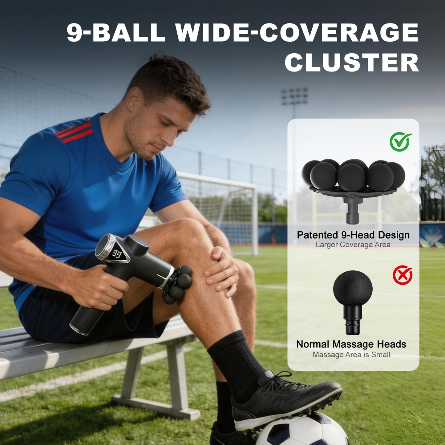 LEERCON Massage Gun, Deep Tissue Massager Gun for Pain Relief, Back Massage with 9 Massage Heads and 6 Speeds, Percussion Massager for Athletes, Gifts for Women Men Father's Day, Black