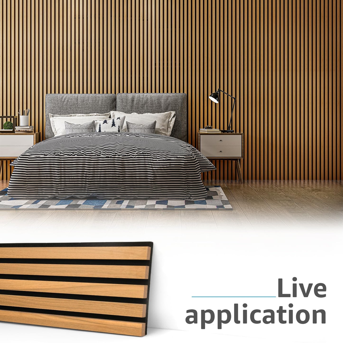 Art3d 4-Pack Acoustic Wood Slat Wall Panels for Interior Decor, 3D Fluted Sound Absorbing Wood Paneling for Accent Wall Ceiling Kitchen Living Room Bedroom Office, 94.5 x 7.9 inch Warm Teak