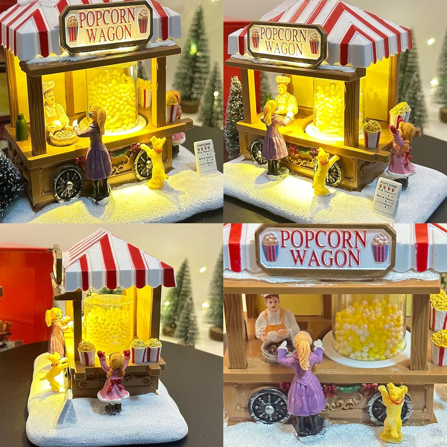 Regine Switzerland Christmas Village Houses - LED Lighted Popcorn House Figurine with 8 Music | Holiday Home Decor