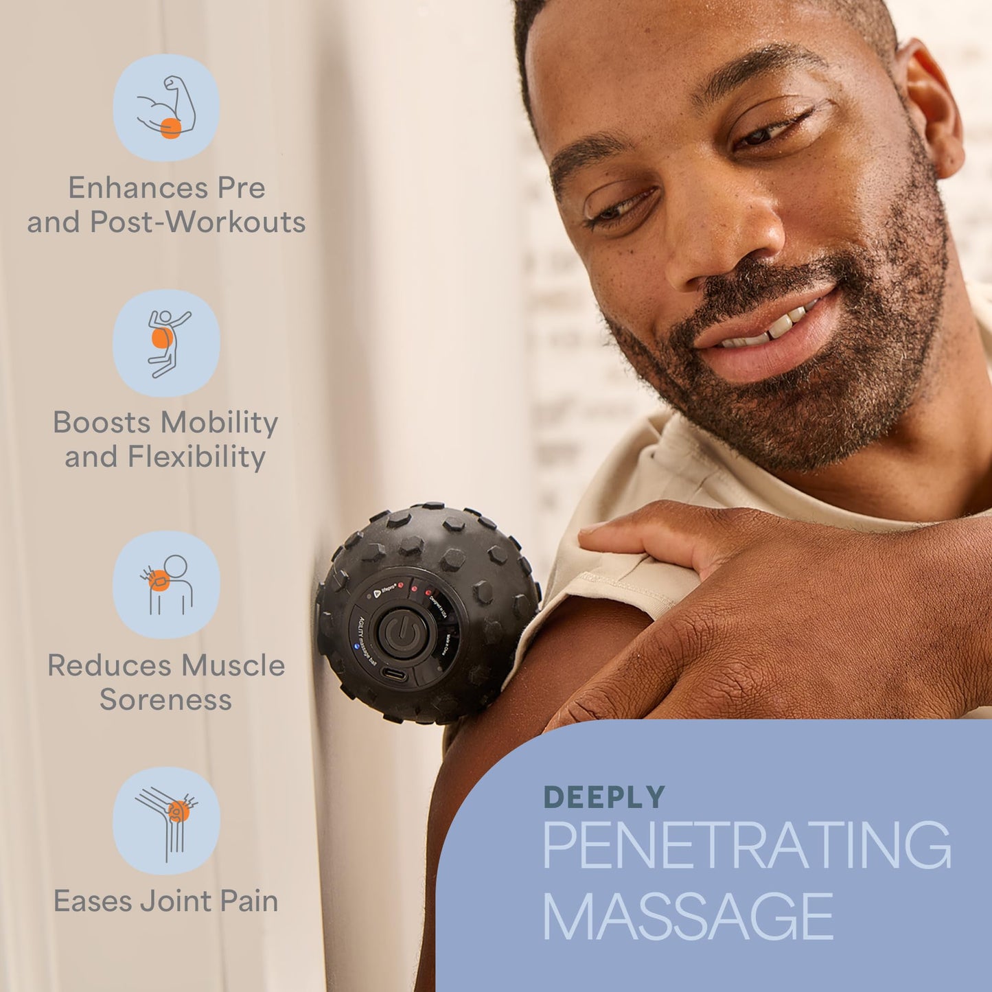 LifePro 4-Speed Vibrating Massage Ball Roller- Revolutionary Lacrosse Ball Deep Tissue Trigger Point Therapy - Massage Ball for Plantar Fasciitis, Yoga Therapy, Mobility, Myofascial Release Ball