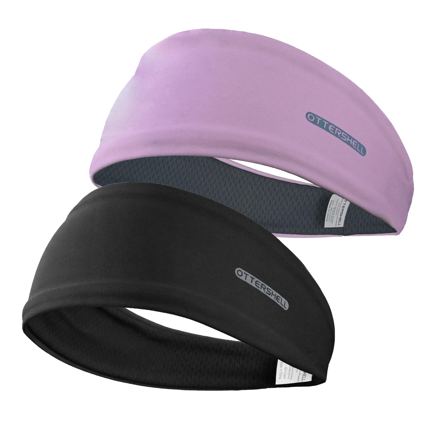 OTTERSHELL Anti-Slip & Ultra-Light Wide Headband for Sports, Yoga, Running, Gym, Spa, Makeup & Daily Use (L92 - Black & Pink, One Size)