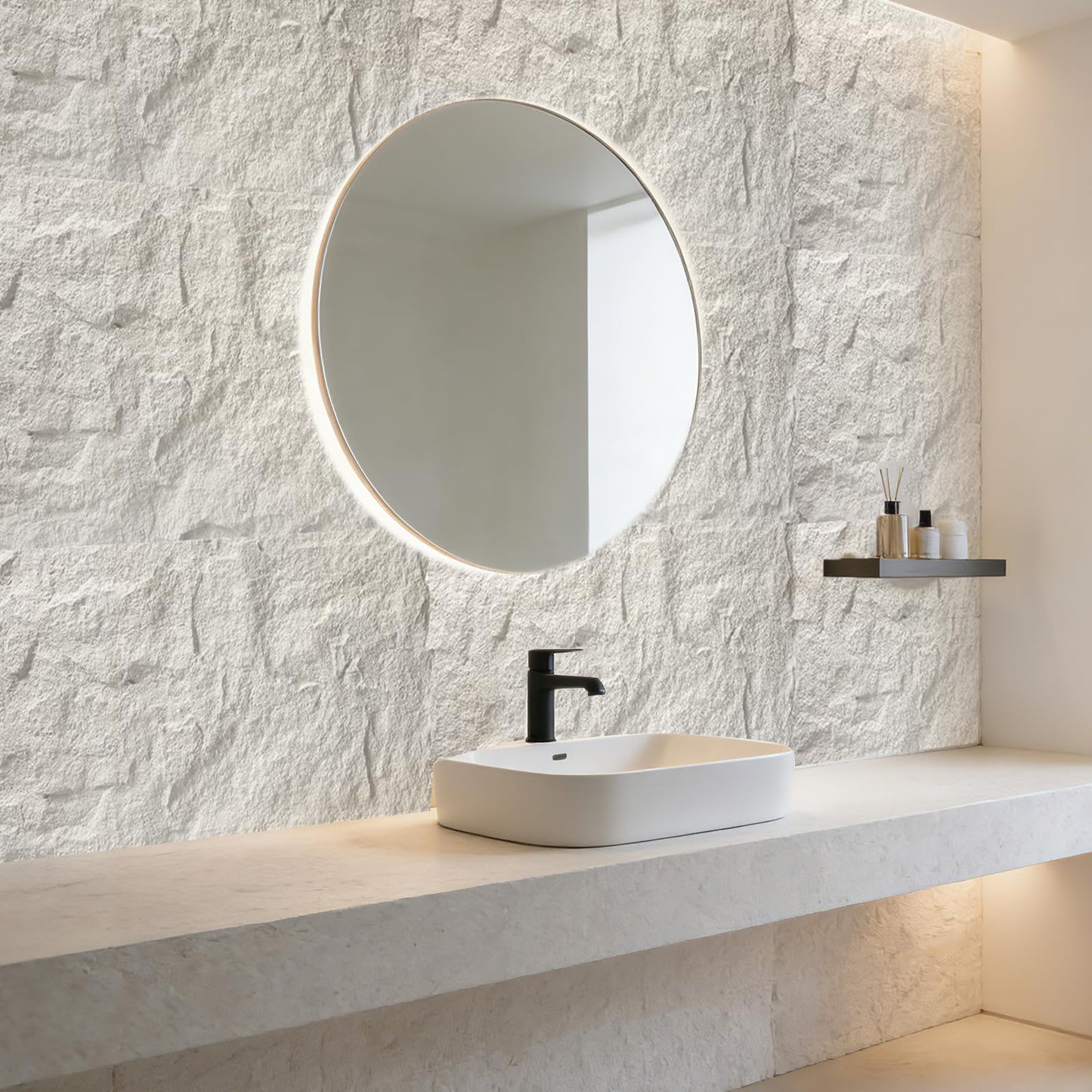 3D Faux Stone Wall Panels, 1.18" (30MM) Extra Thick PU Stone Panels for Interior Wall Decor, 4 Pack Waterproof Lightweight Cement Texture Accent Panels for Living Room, Office, 47.2" x 23.6", White