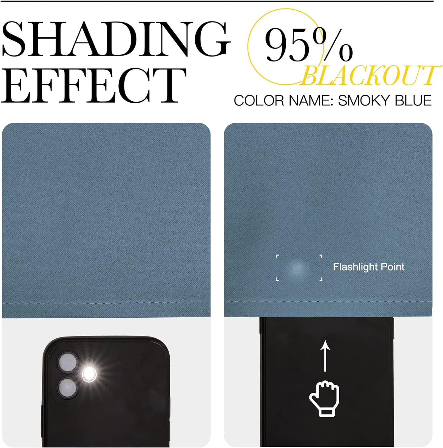 NICETOWN Smoky Blue Blackout Curtains - Thermal Insulated Drapes for Bedroom | 78" Length, 2 Panels, 42" Wide